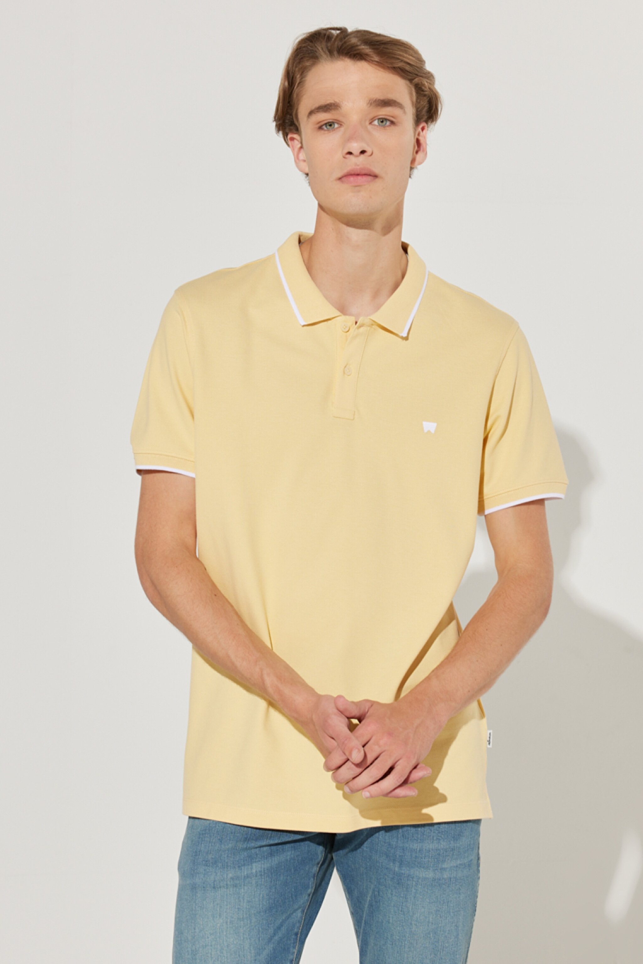 Regular Fit Normal Kesim %100 Pamuk Polo Yaka Sarı Tişört