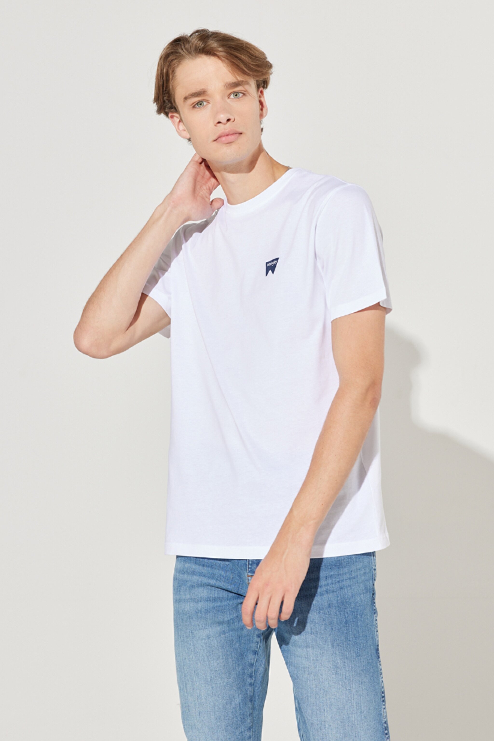 Regular Fit Normal Kesim Sıfır Yaka %100 Pamuk Logolu Tişört - White-W7C07D312