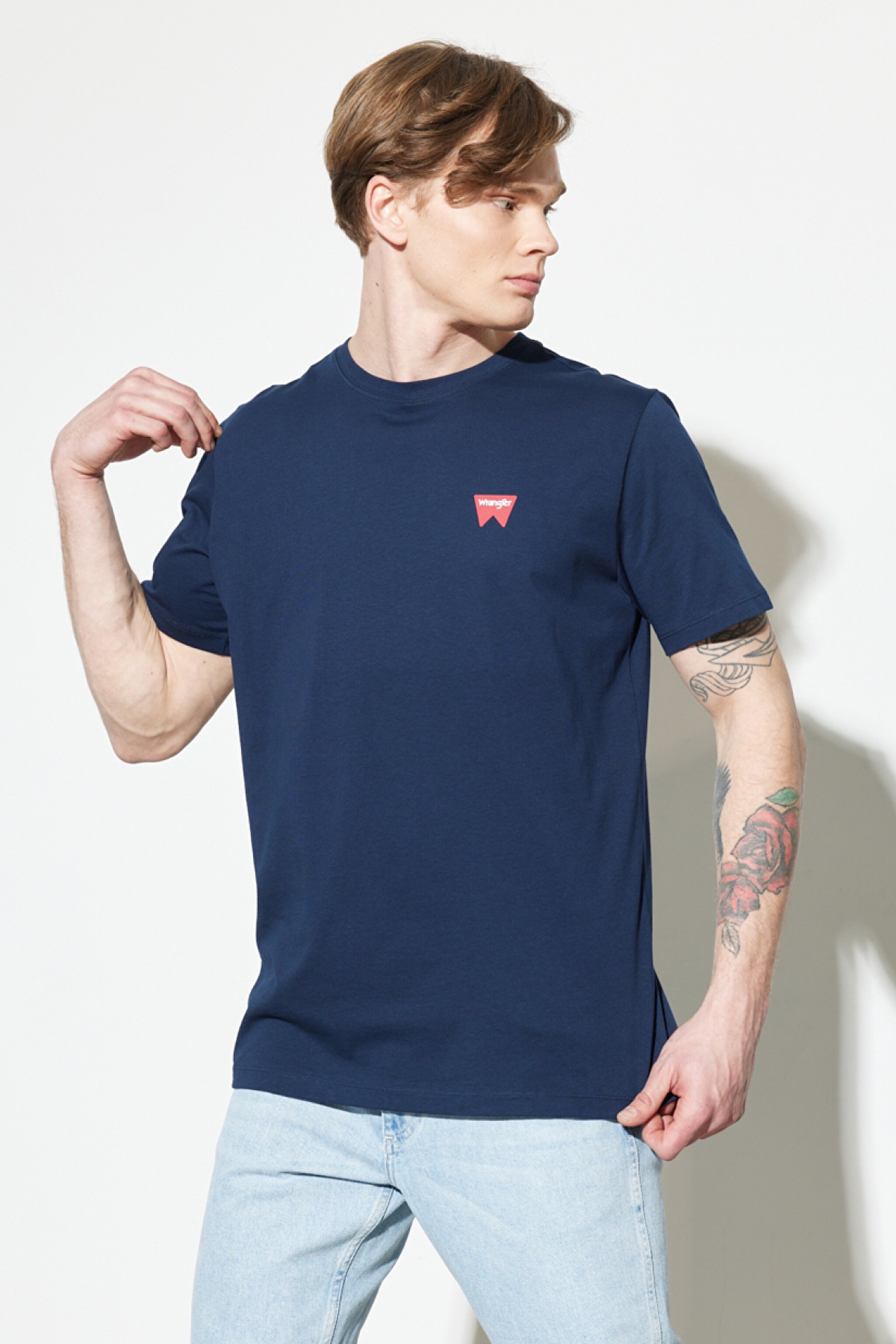 Regular Fit Normal Kesim Sıfır Yaka %100 Pamuk Logolu Tişört - Navy-W7C07D335