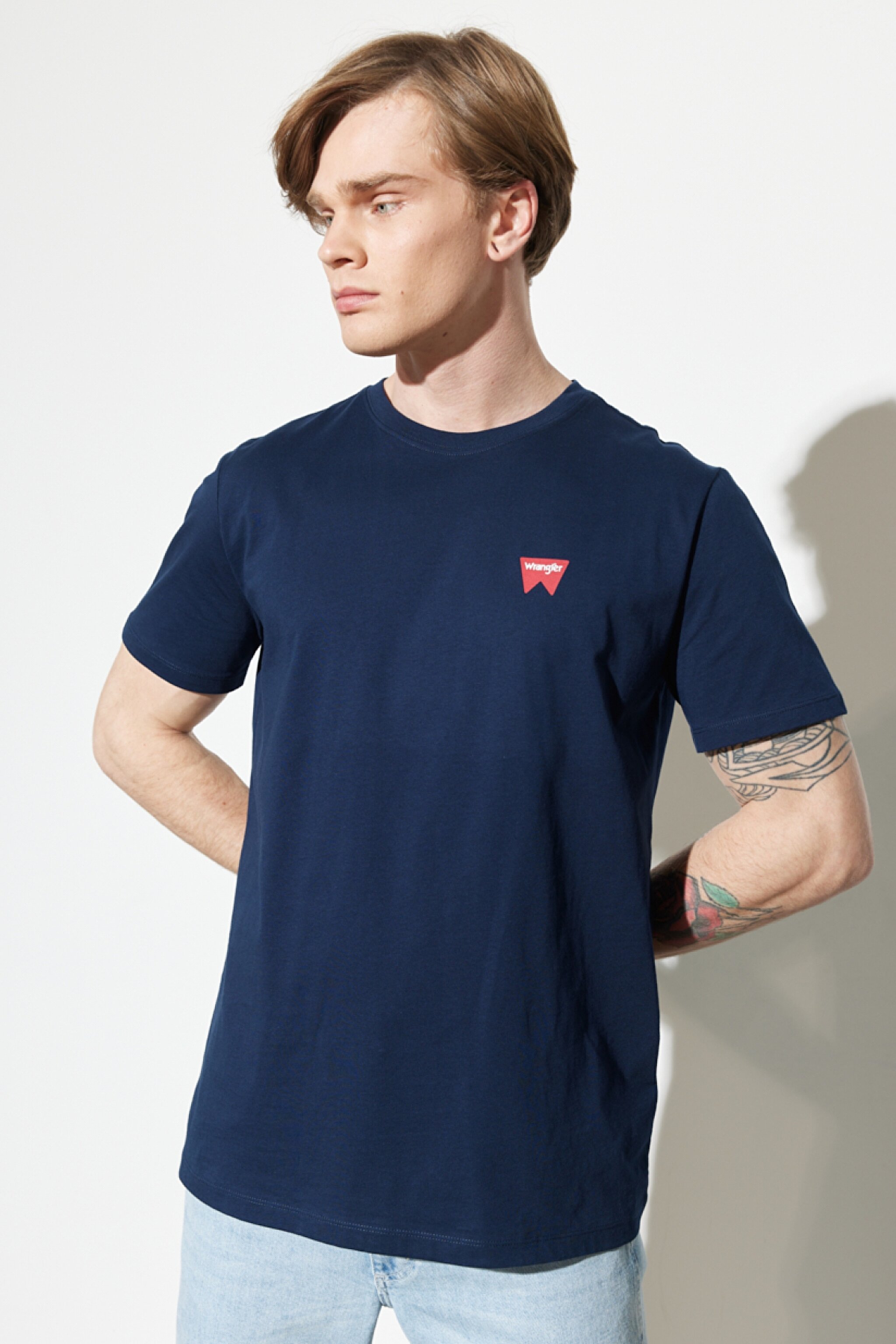 Regular Fit Normal Kesim Sıfır Yaka %100 Pamuk Logolu Tişört - Navy-W7C07D335 (görsel 2)