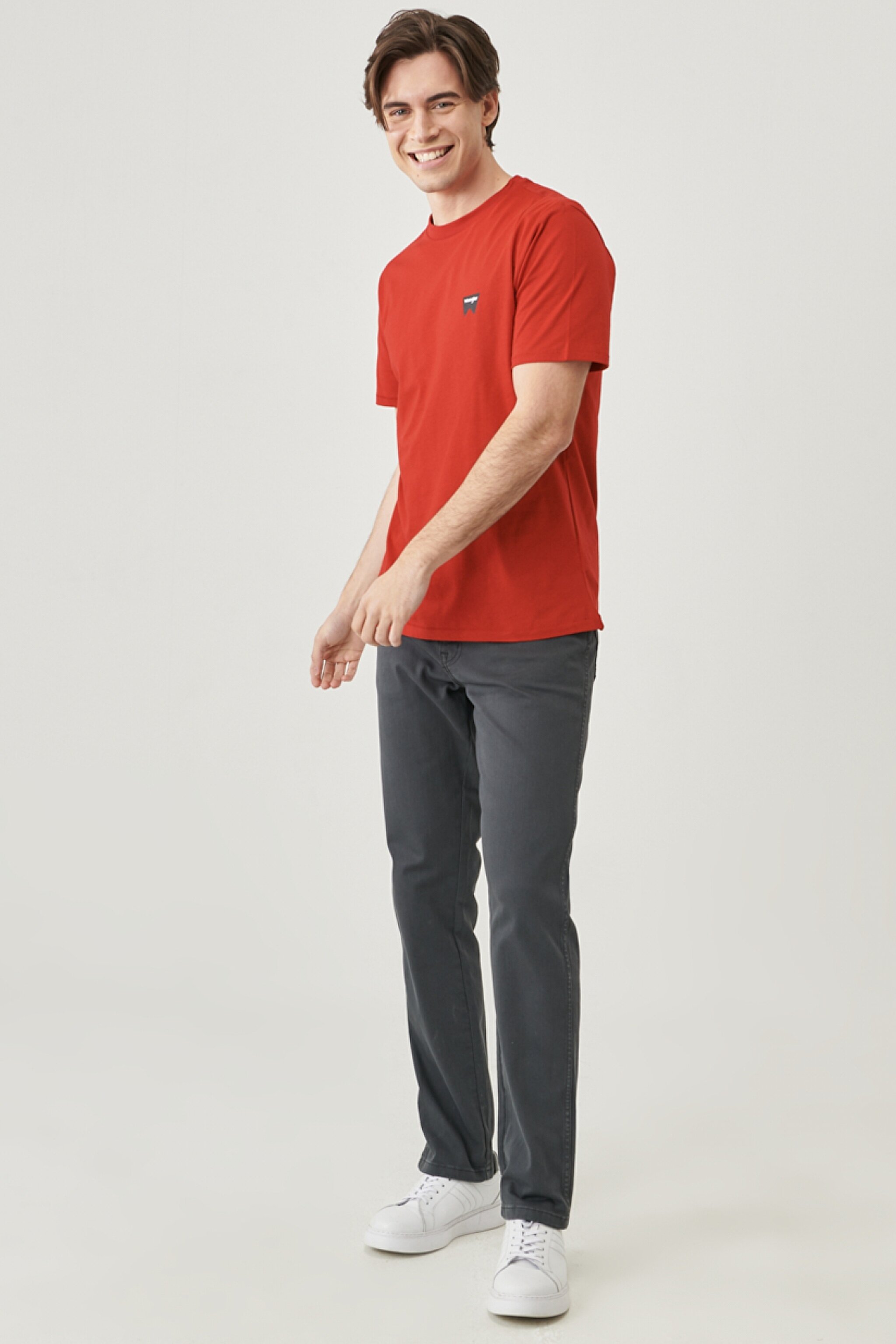 Regular Fit Normal Kesim Sıfır Yaka %100 Pamuk Logolu Tişört - Scarlet Red-W7C07D3UU (görsel 2)
