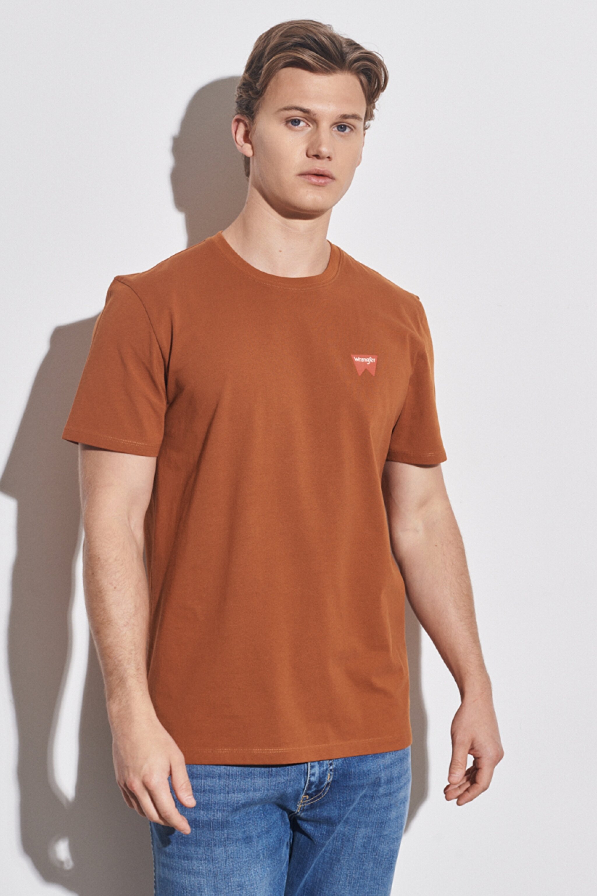 Regular Fit Normal Kesim %100 Pamuk Bisiklet Yaka Kahverengi Tişört - Nutmeg Brown-W7C07DH02 (görsel 2)