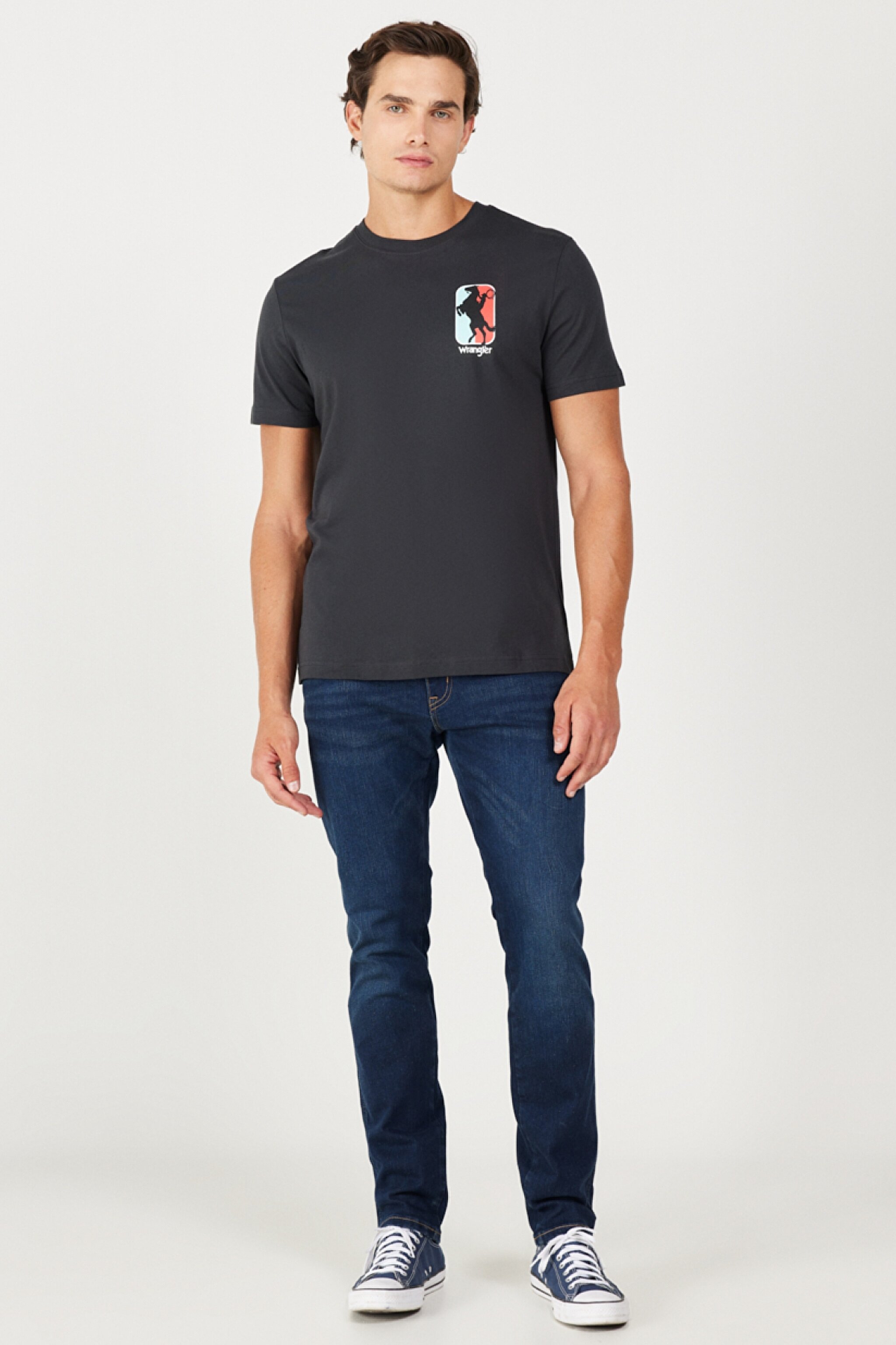 Regular Fit Normal Kesim %100 Pamuk Bisiklet Yaka Antrasit Tişört - Faded Black-W7CAD3XV6 (görsel 4)