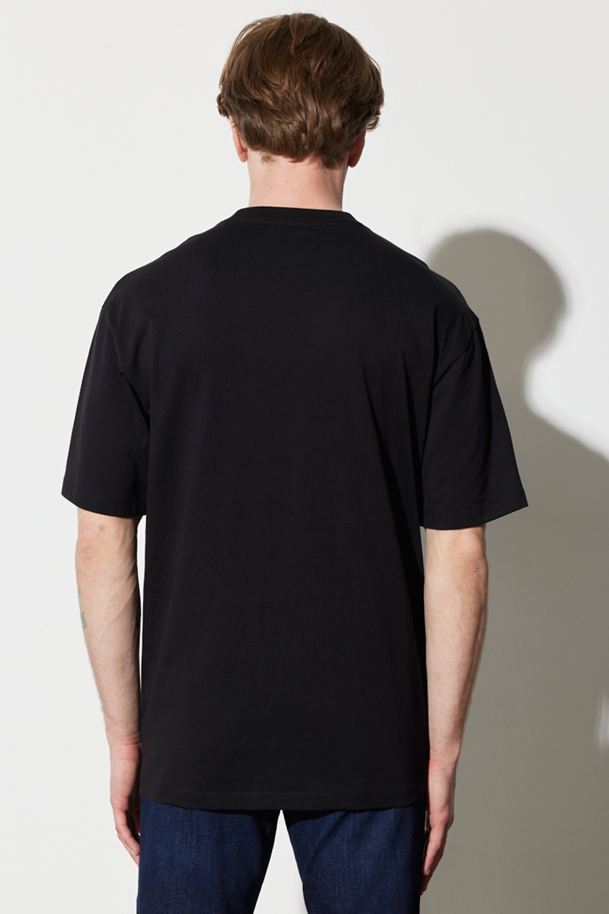 Regular Fit Normal Kesim %100 Pamuk Bisiklet Yaka Siyah Tişört - Black-W7CBEE100 (görsel 7)