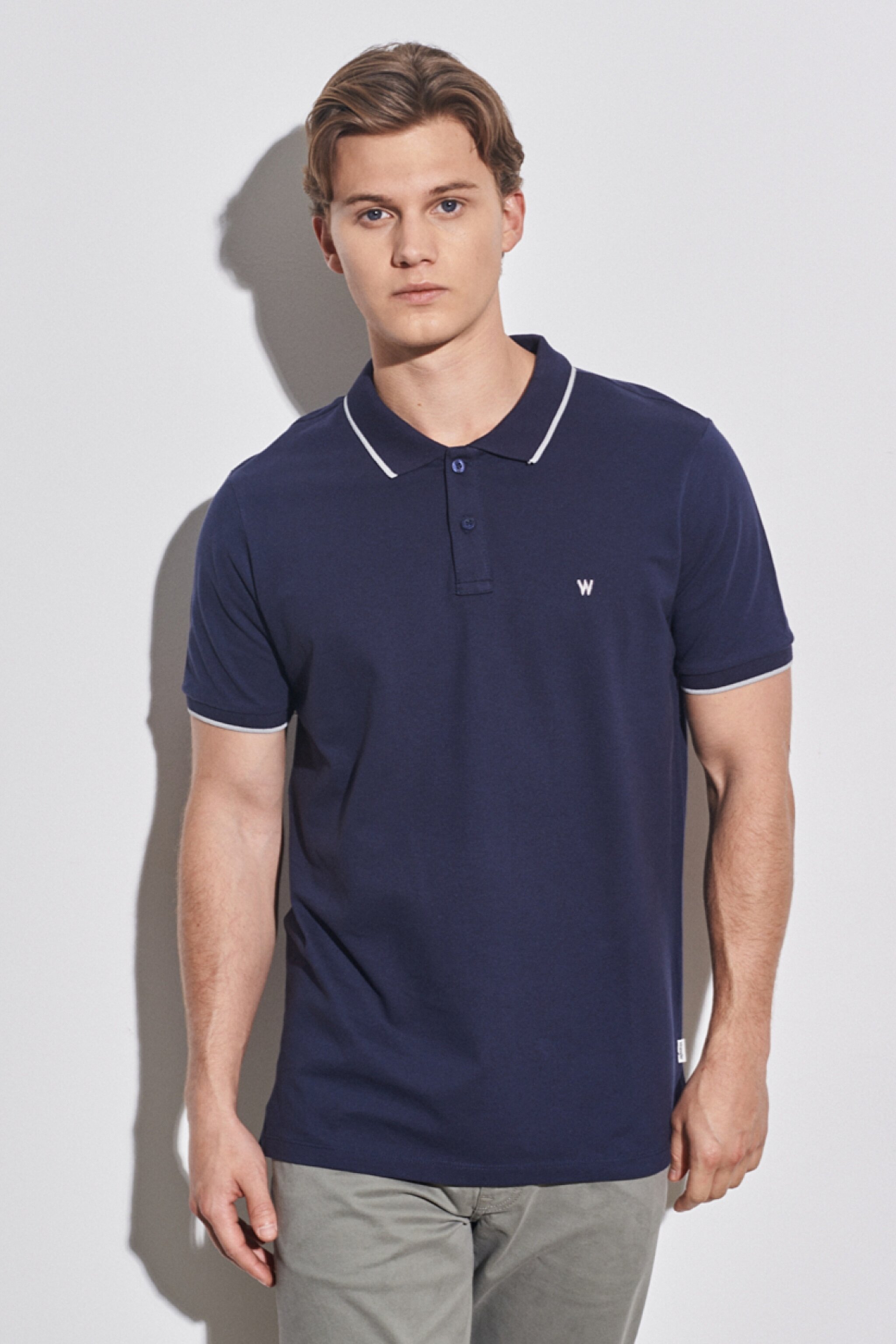 Slim Fit Dar Kesim Polo Yaka %100 Pamuk Tişört - Navy-W7D5K4114