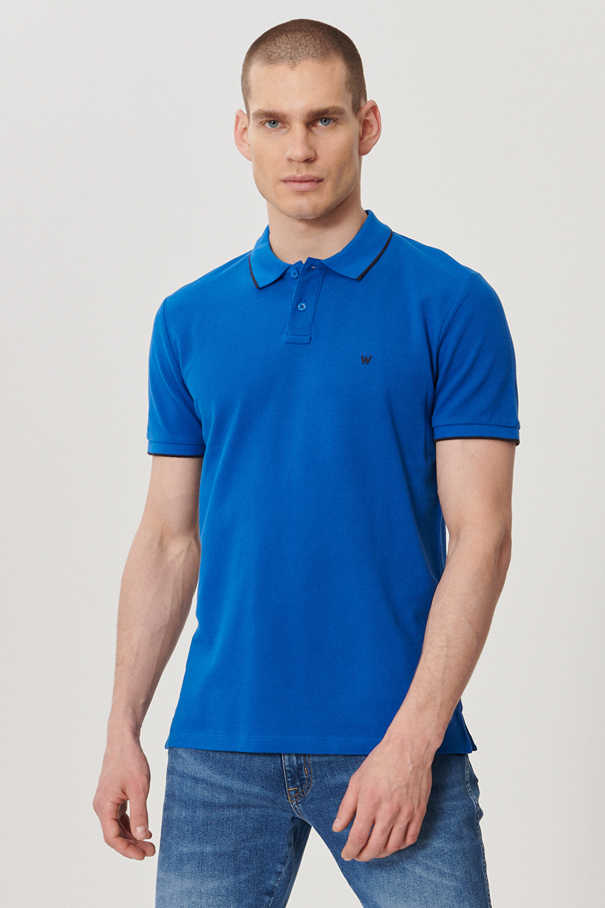 Slim Fit Dar Kesim Polo Yaka %100 Pamuk Tişört