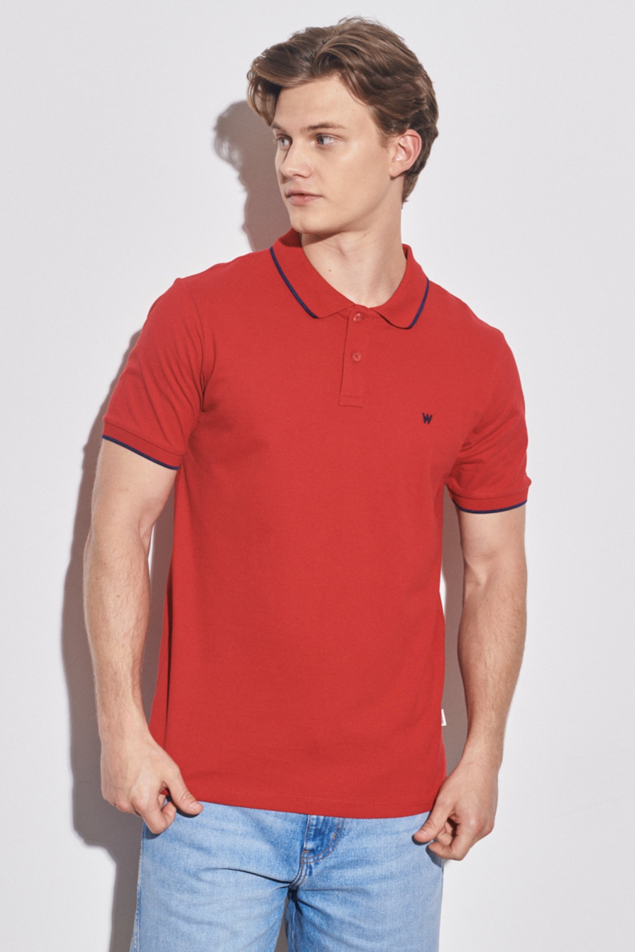 Slim Fit Dar Kesim Polo Yaka %100 Pamuk Tişört - Red-W7D5K4X47