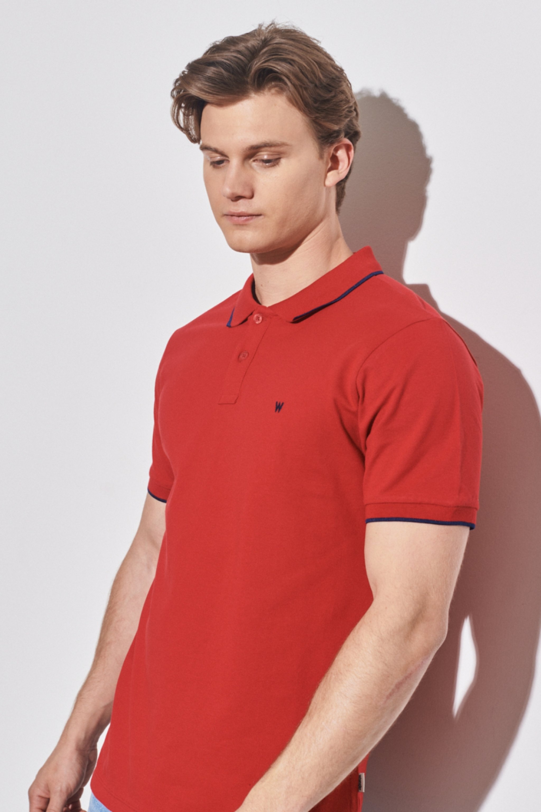 Slim Fit Dar Kesim Polo Yaka %100 Pamuk Tişört - Red-W7D5K4X47 (görsel 3)