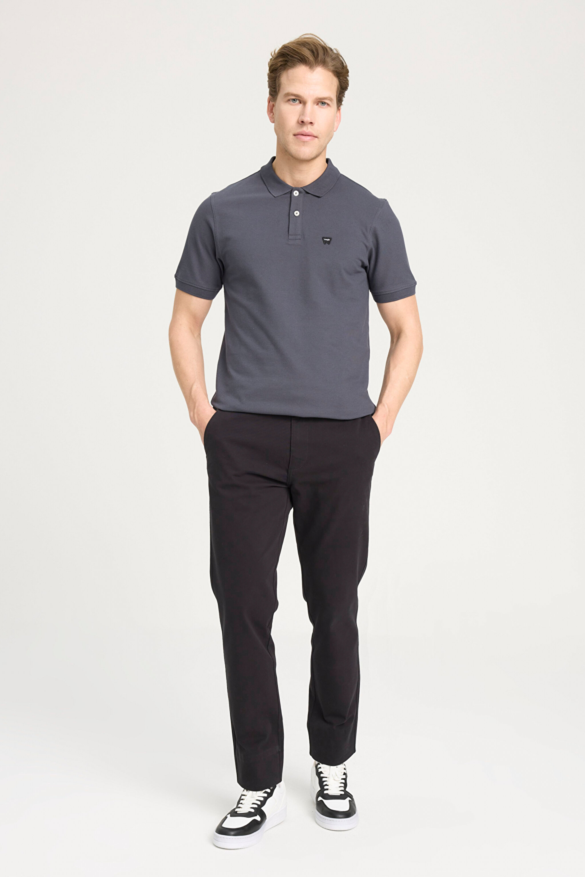 Regular Fit Normal Kesim Polo Yaka %100 Pamuk Antrasit Tişört - Anthracite-W7D5K4XX2T003 (görsel 3)