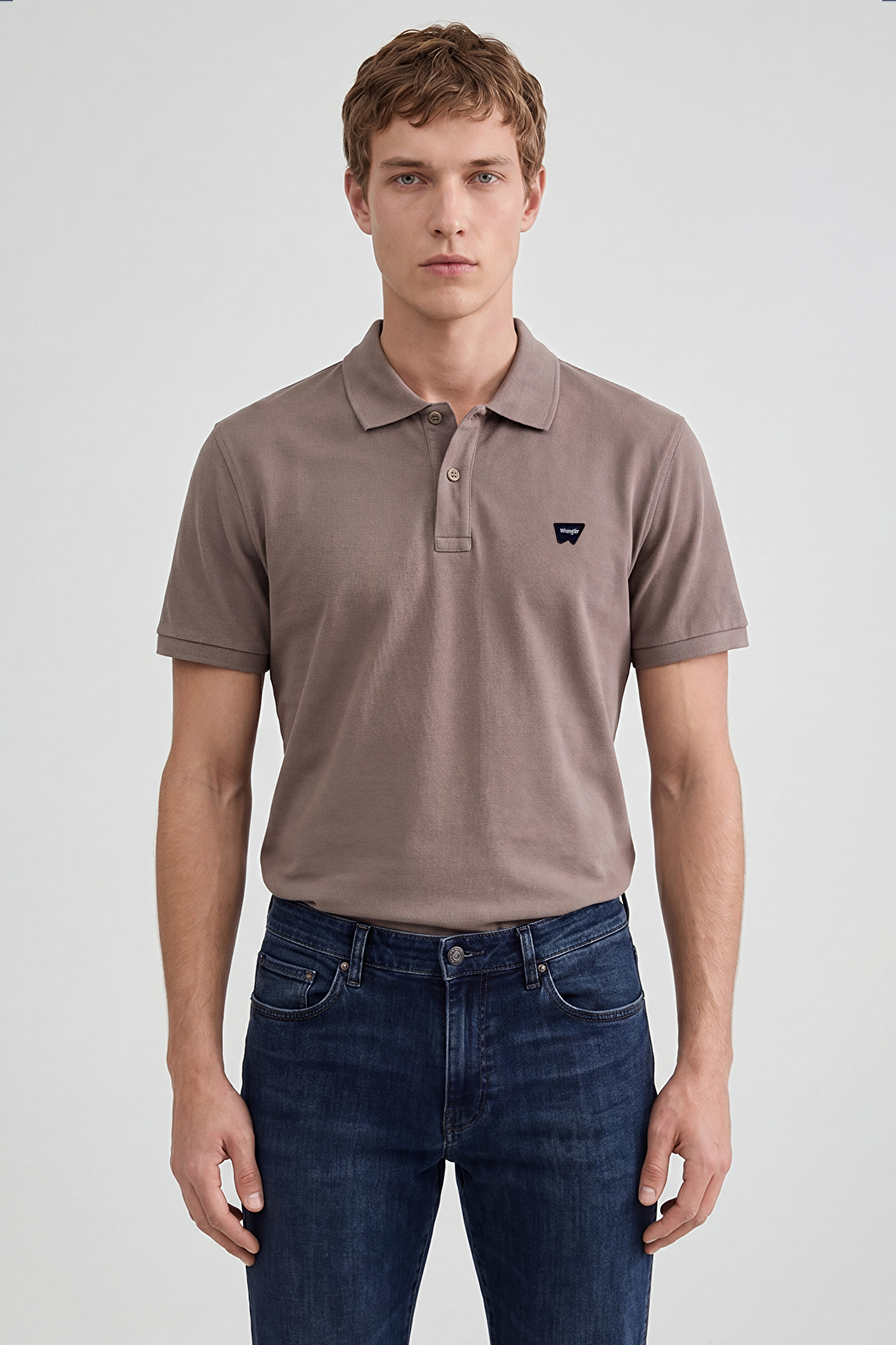 Regular Fit Normal Kesim Polo Yaka %100 Pamuk Bordo Tişört - Vizon-W7D5K4XX2T207