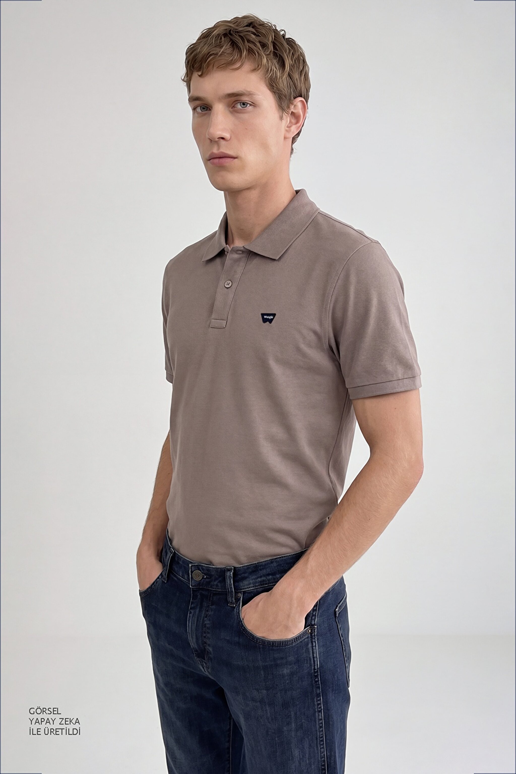 Regular Fit Normal Kesim Polo Yaka %100 Pamuk Tişört - Vizon-W7D5K4XX2T207 (görsel 3)