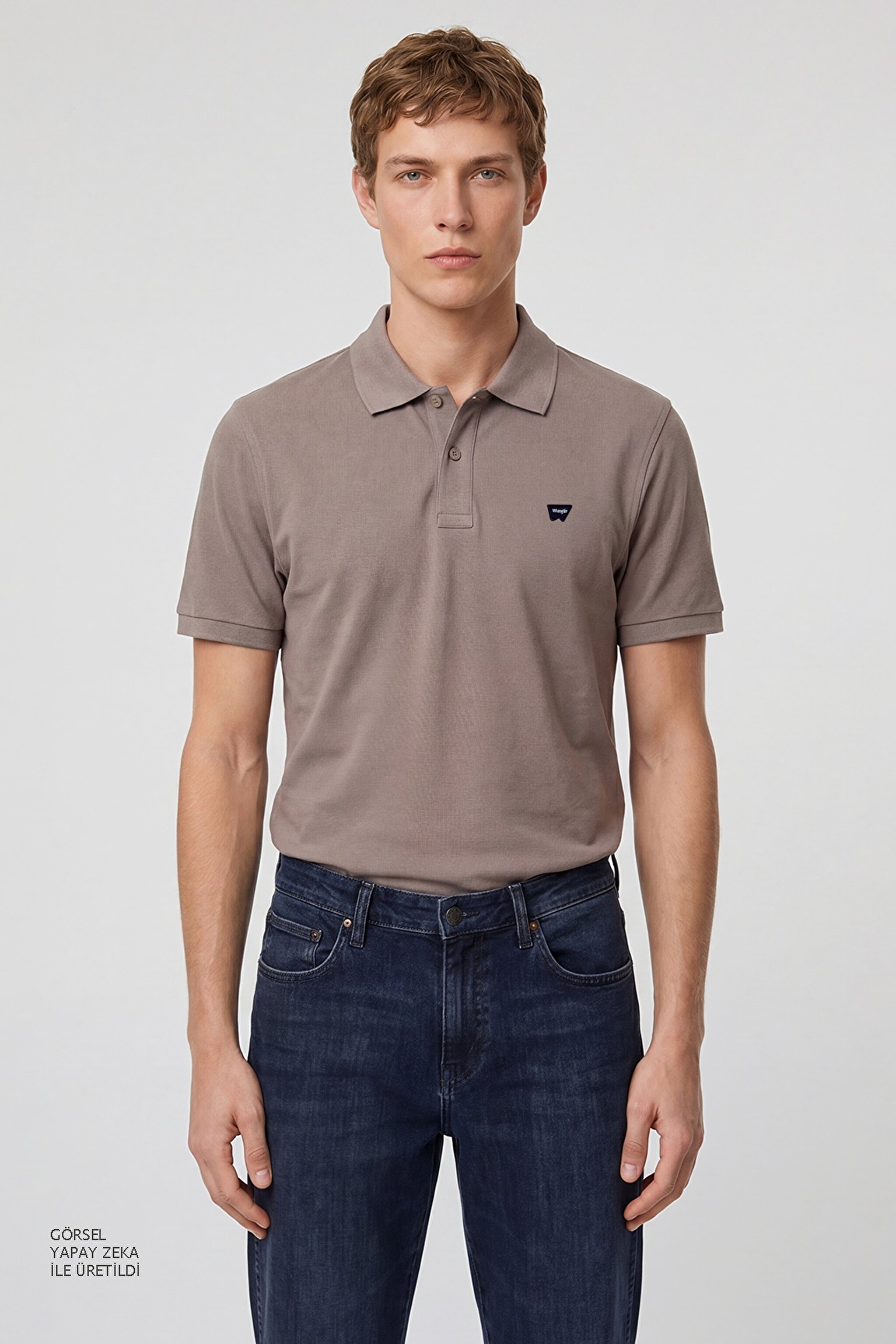 Regular Fit Normal Kesim Polo Yaka %100 Pamuk Tişört - Vizon-W7D5K4XX2T207 (görsel 4)