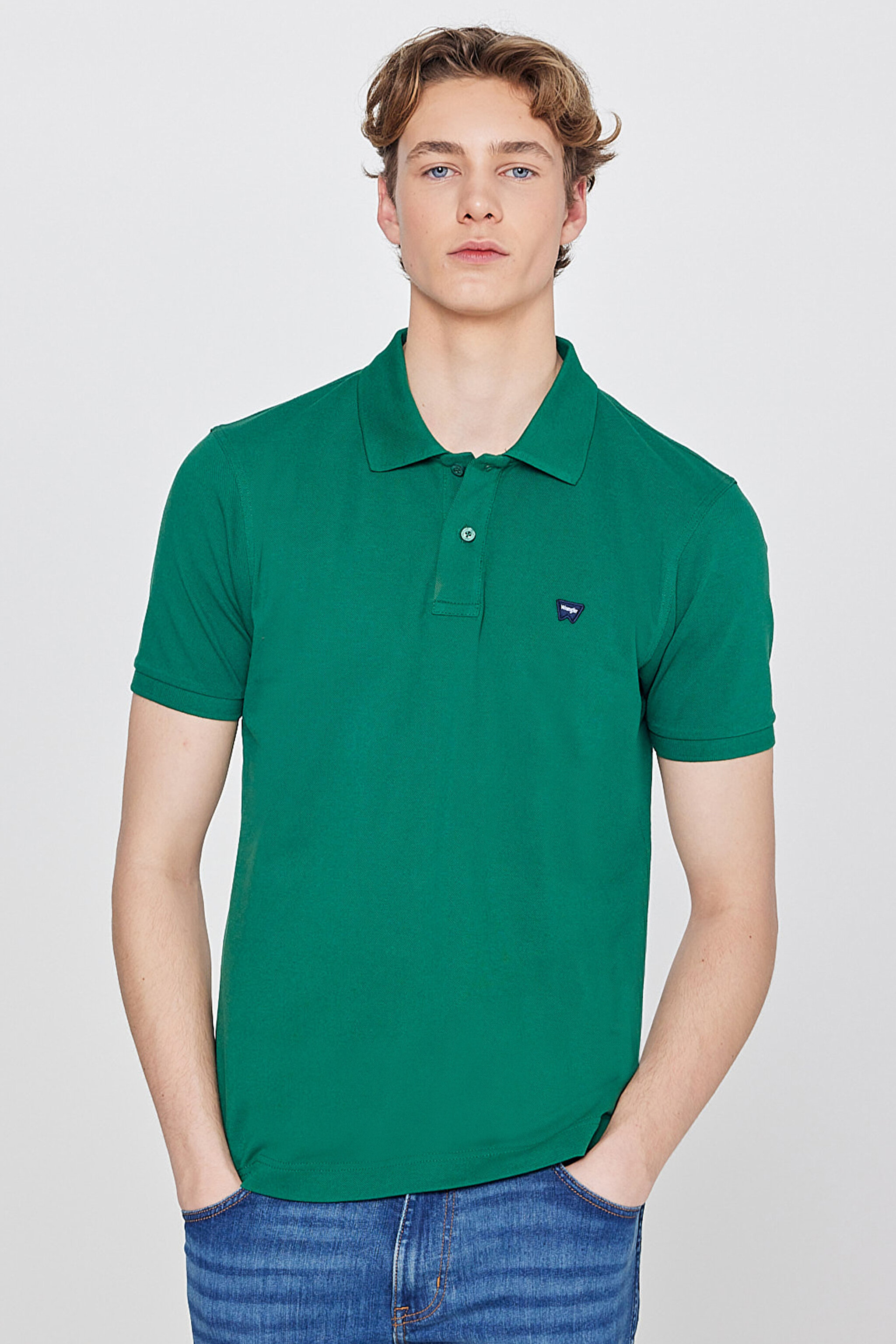 Regular Fit Normal Kesim Polo Yaka %100 Pamuk Yeşil Tişört - Green-W7D5K4XX2T300 (görsel 2)