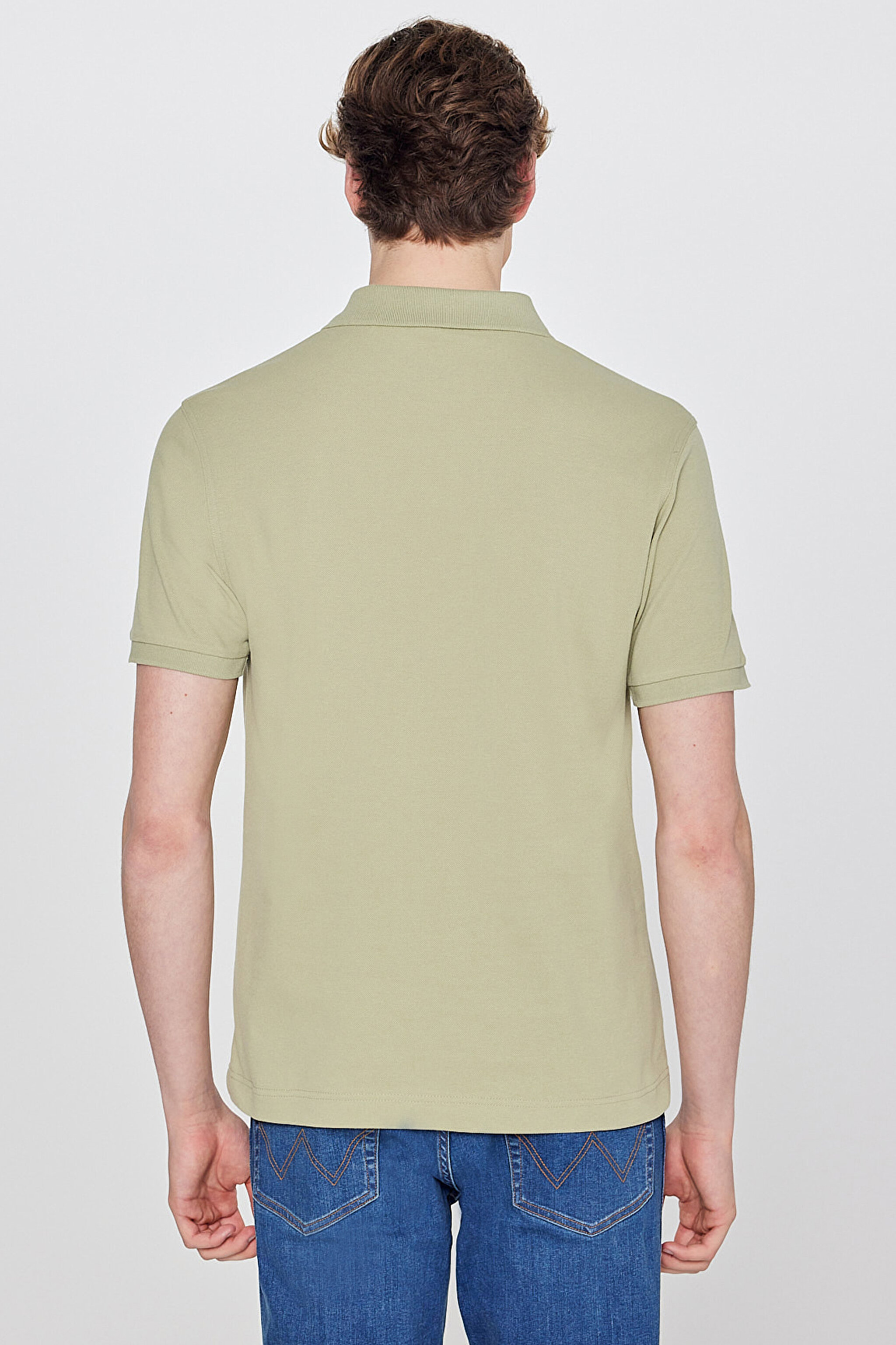 Regular Fit Normal Kesim Polo Yaka %100 Pamuk Ada Çayı Tişört - Tea Leaf-W7D5K4XX2T37Y (görsel 5)