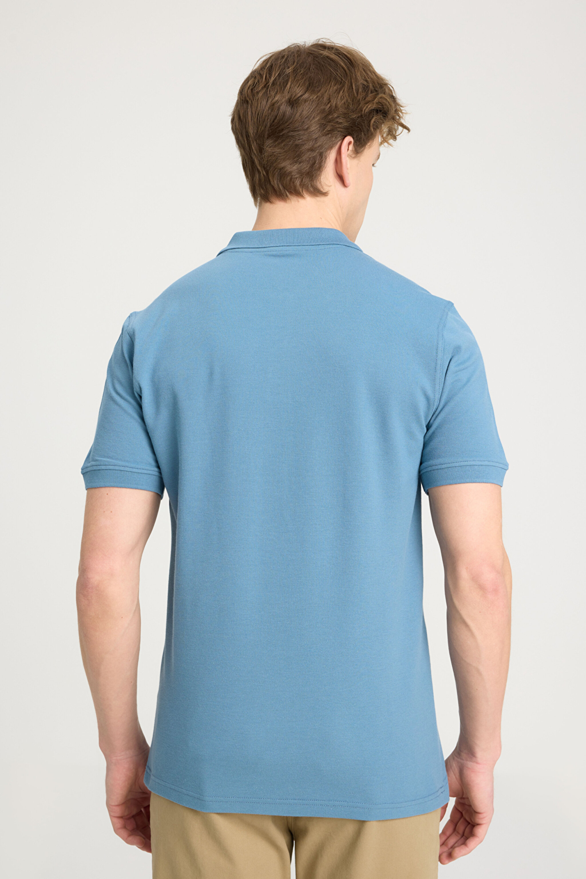 Regular Fit Normal Kesim Polo Yaka %100 Pamuk Açık Mavi Tişört - Light Blue-W7D5K4XX2T404 (görsel 6)