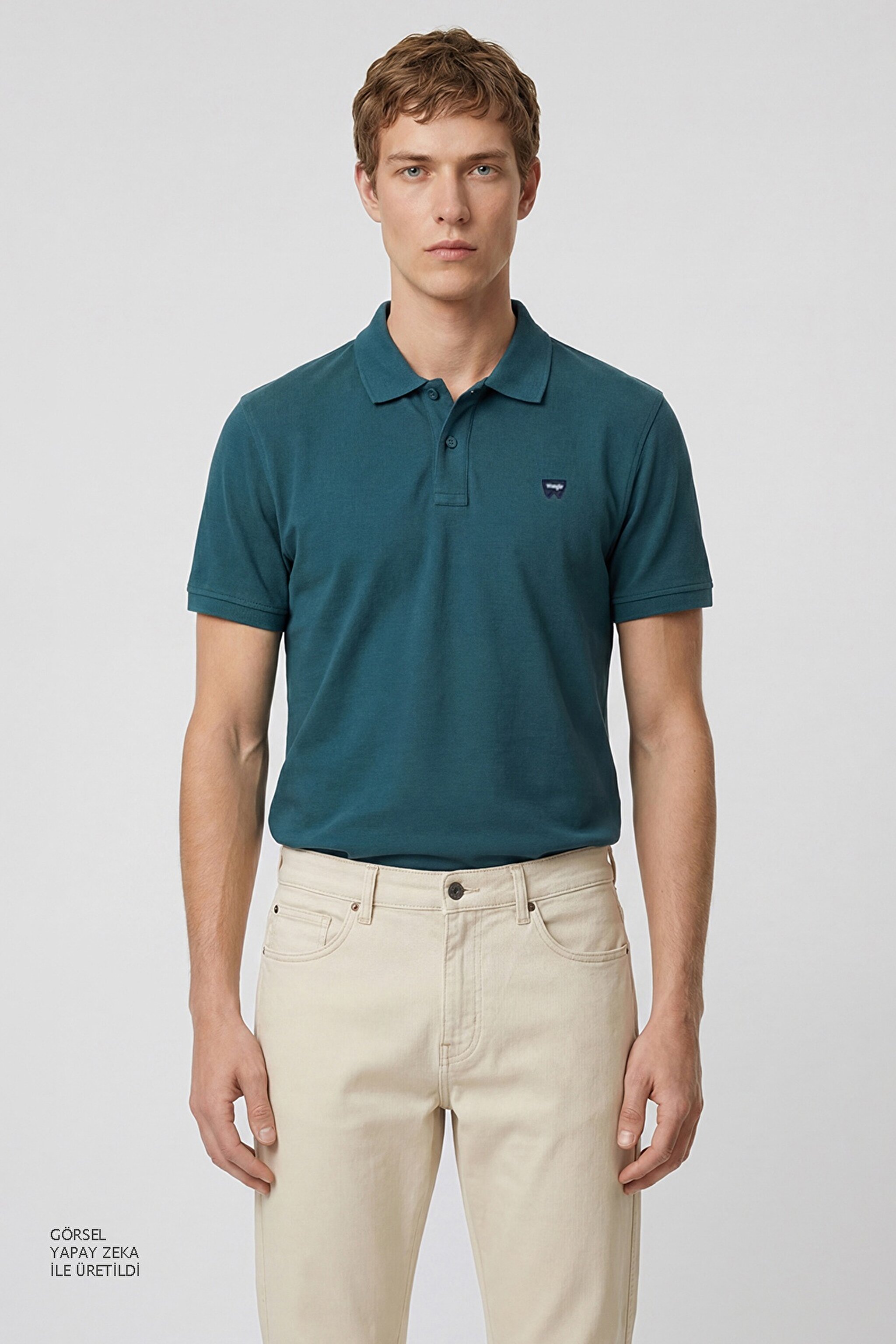 Regular Fit Normal Kesim Polo Yaka %100 Pamuk Bordo Tişört - Petrol-W7D5K4XX2T406 (görsel 2)