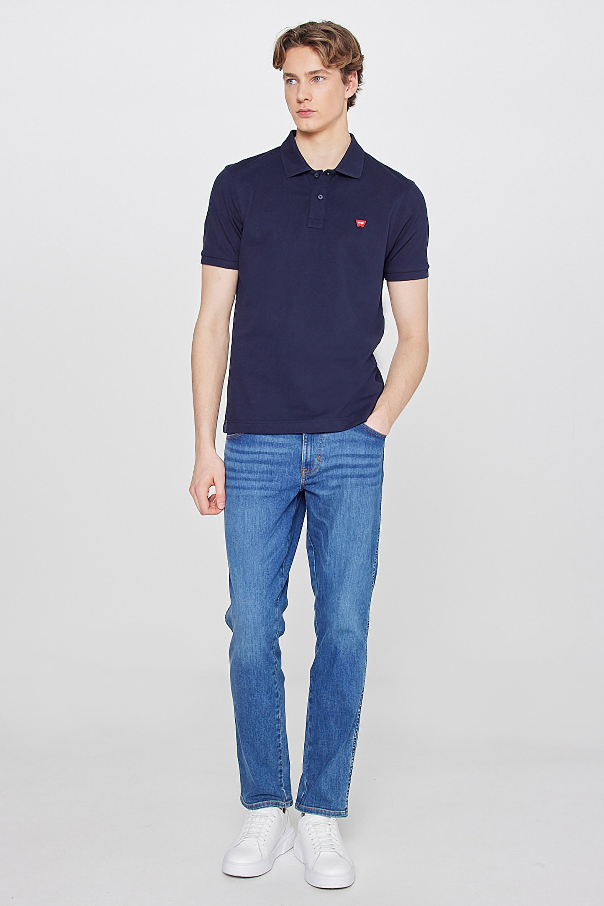 Regular Fit Normal Kesim Polo Yaka %100 Pamuk Lacivert Tişört - Navy-W7D5K4XX2T410 (görsel 3)