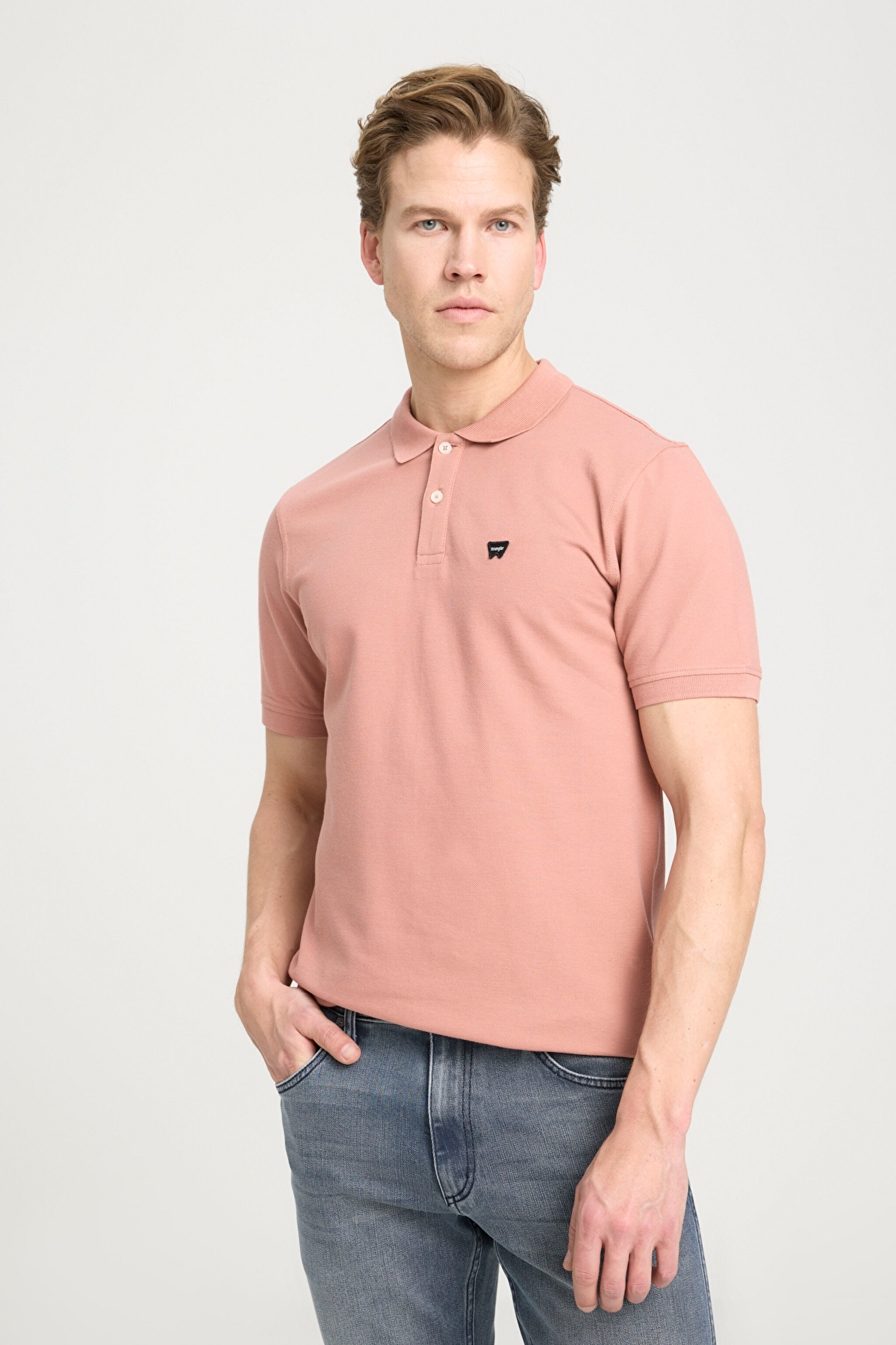 Regular Fit Normal Kesim Polo Yaka %100 Pamuk Gül Kurusu Tişört