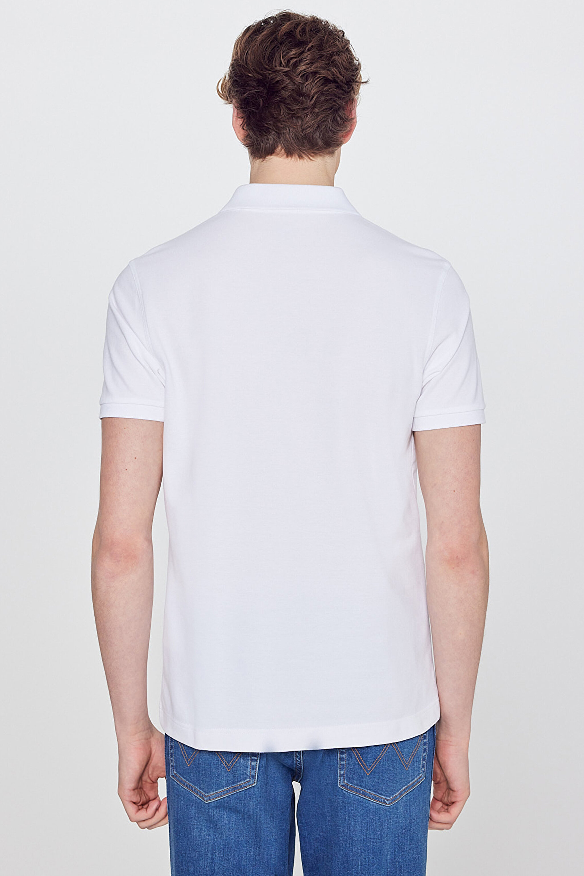 Regular Fit Normal Kesim Polo Yaka %100 Pamuk Beyaz Tişört - White-W7D5K4XX2T989 (görsel 5)