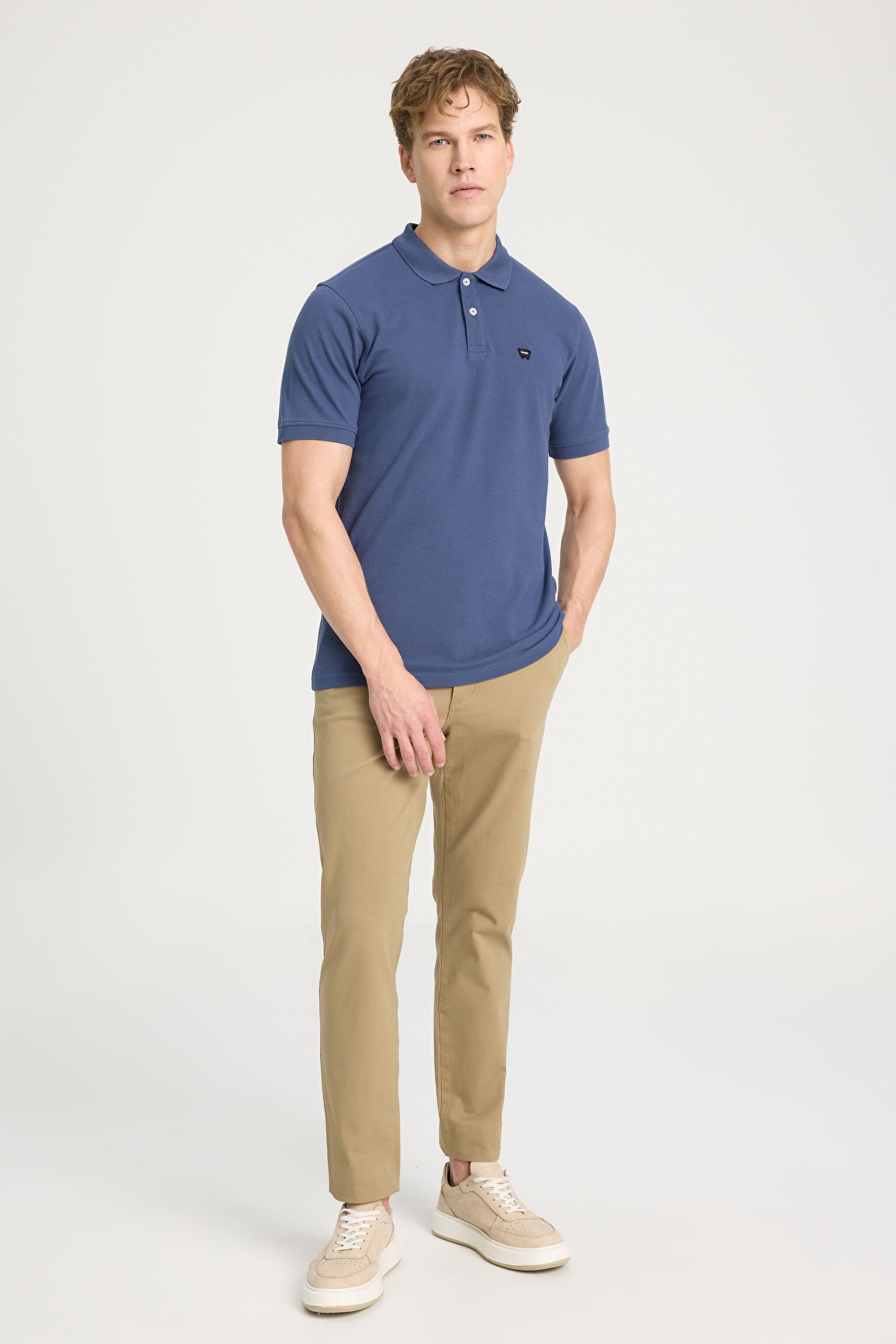 Regular Fit Normal Kesim Polo Yaka %100 Pamuk Lacivert Tişört - Vintage Indigo-W7D5K4XX2TXZ8 (görsel 3)