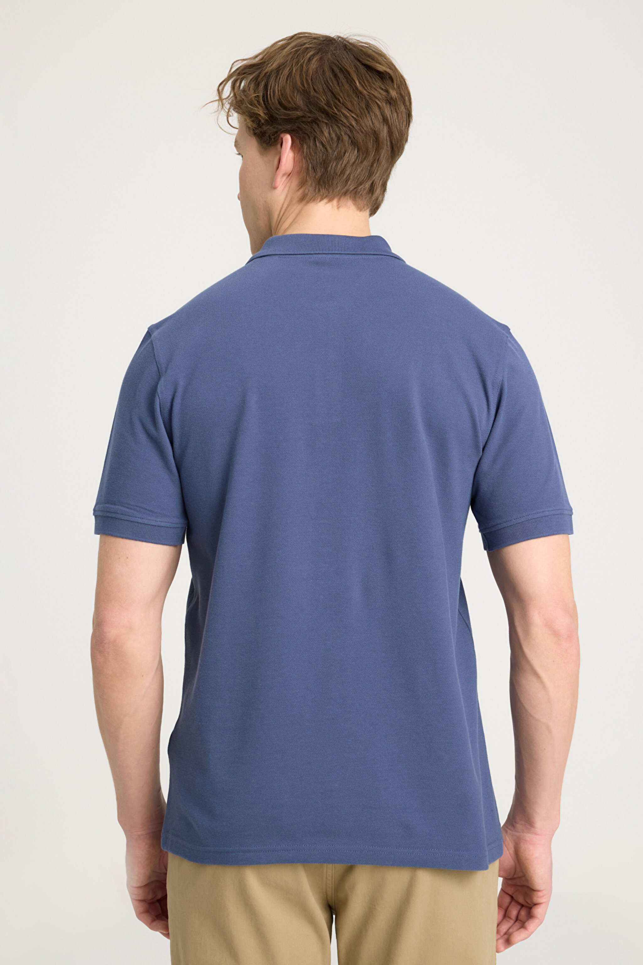 Regular Fit Normal Kesim Polo Yaka %100 Pamuk Lacivert Tişört - Vintage Indigo-W7D5K4XX2TXZ8 (görsel 5)