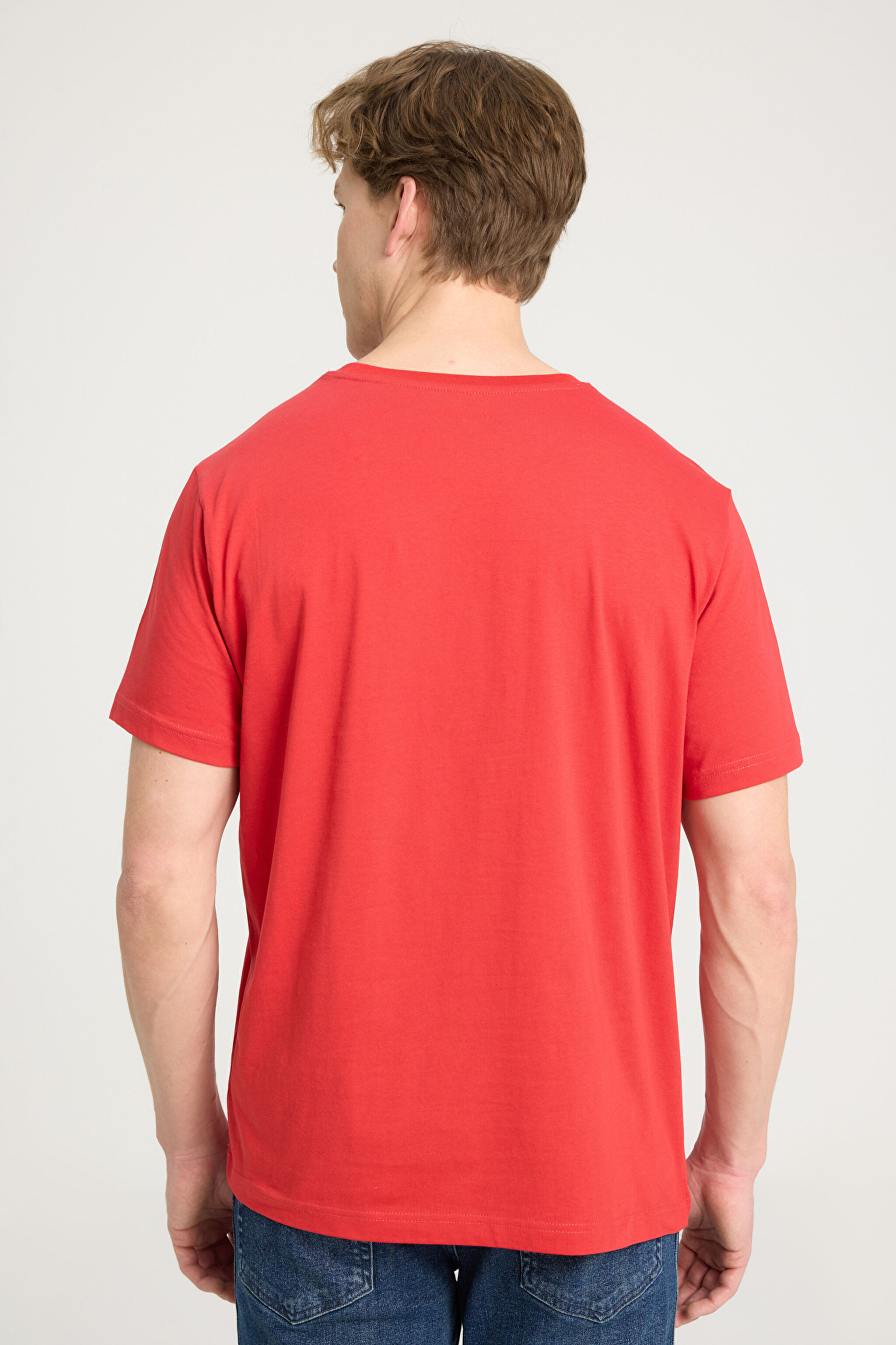 Regular Fit Normal Kesim %100 Pamuk Bisiklet Yaka Tişört - Formula Red-W7H4D3XWO (görsel 5)