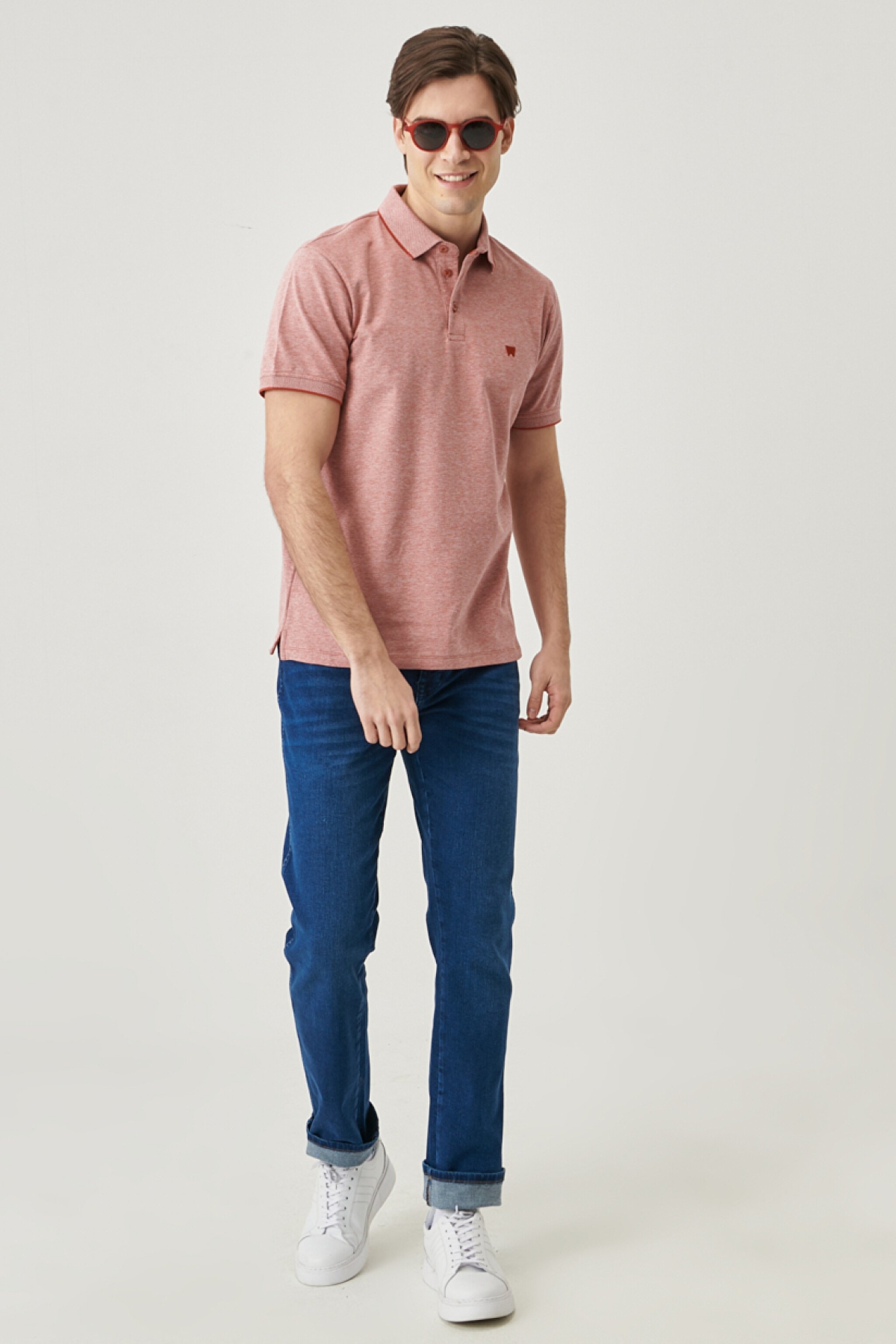 Regular Fit Normal Kesim Pamuklu Polo Yaka Tişört - Etruscan Red-W7H7KER11