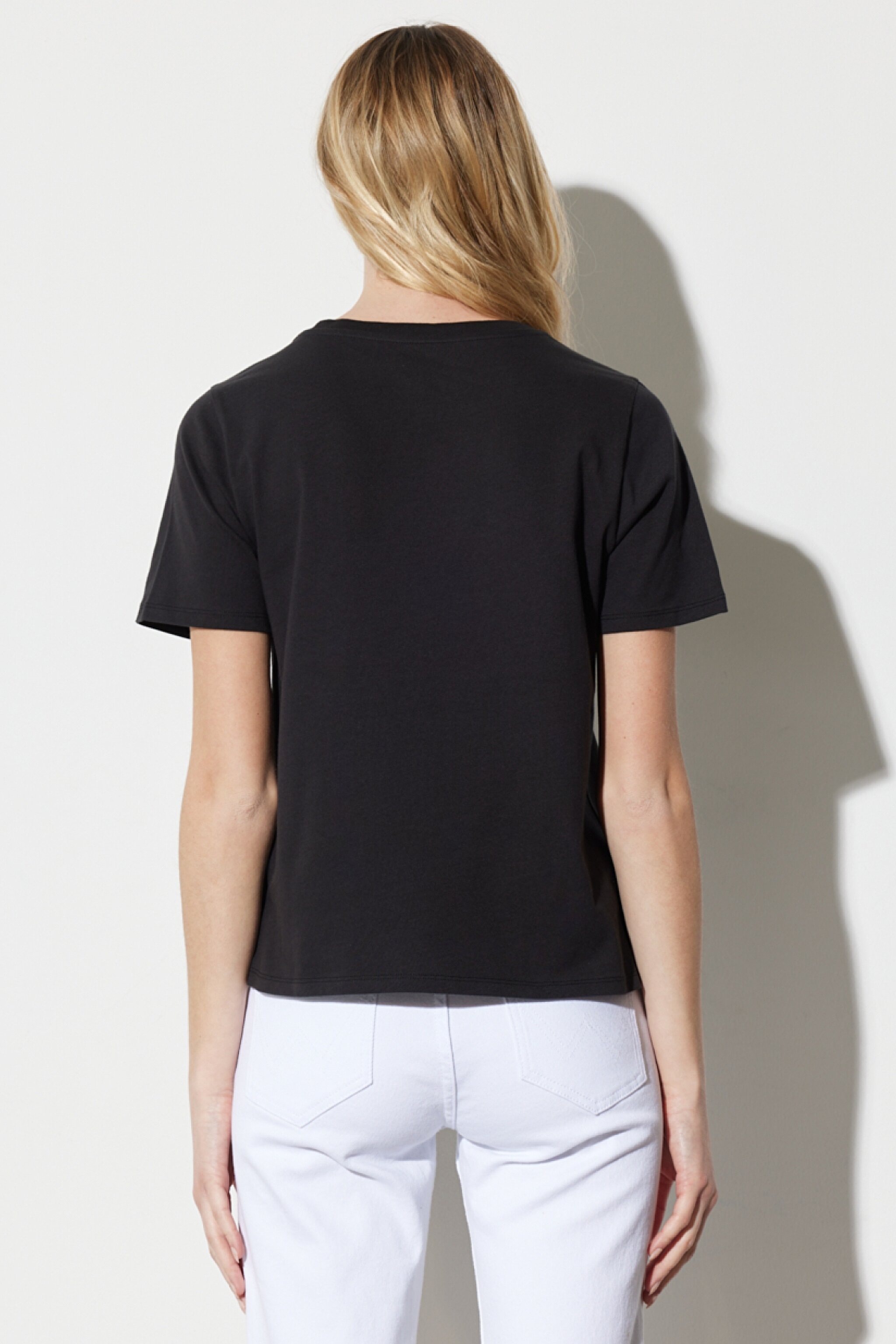 Regular Fit Normal Kesim %100 Pamuk Bisiklet Yaka Tişört - Washed Black-W7N4D3XVD (görsel 8)