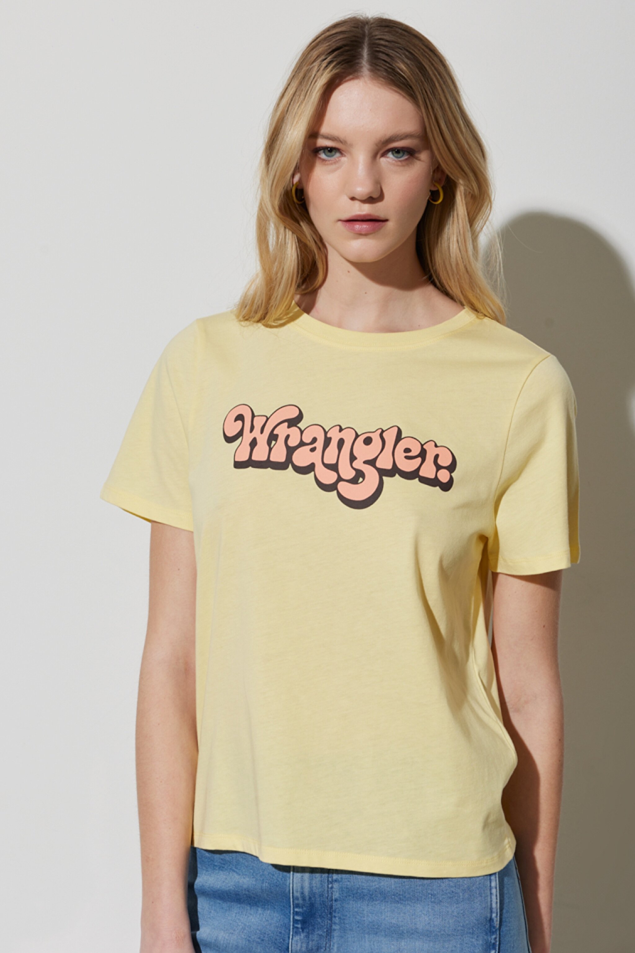 Regular Fit Normal Kesim %100 Pamuk Bisiklet Yaka Tişört - Pale Banana-W7N4D3Y37