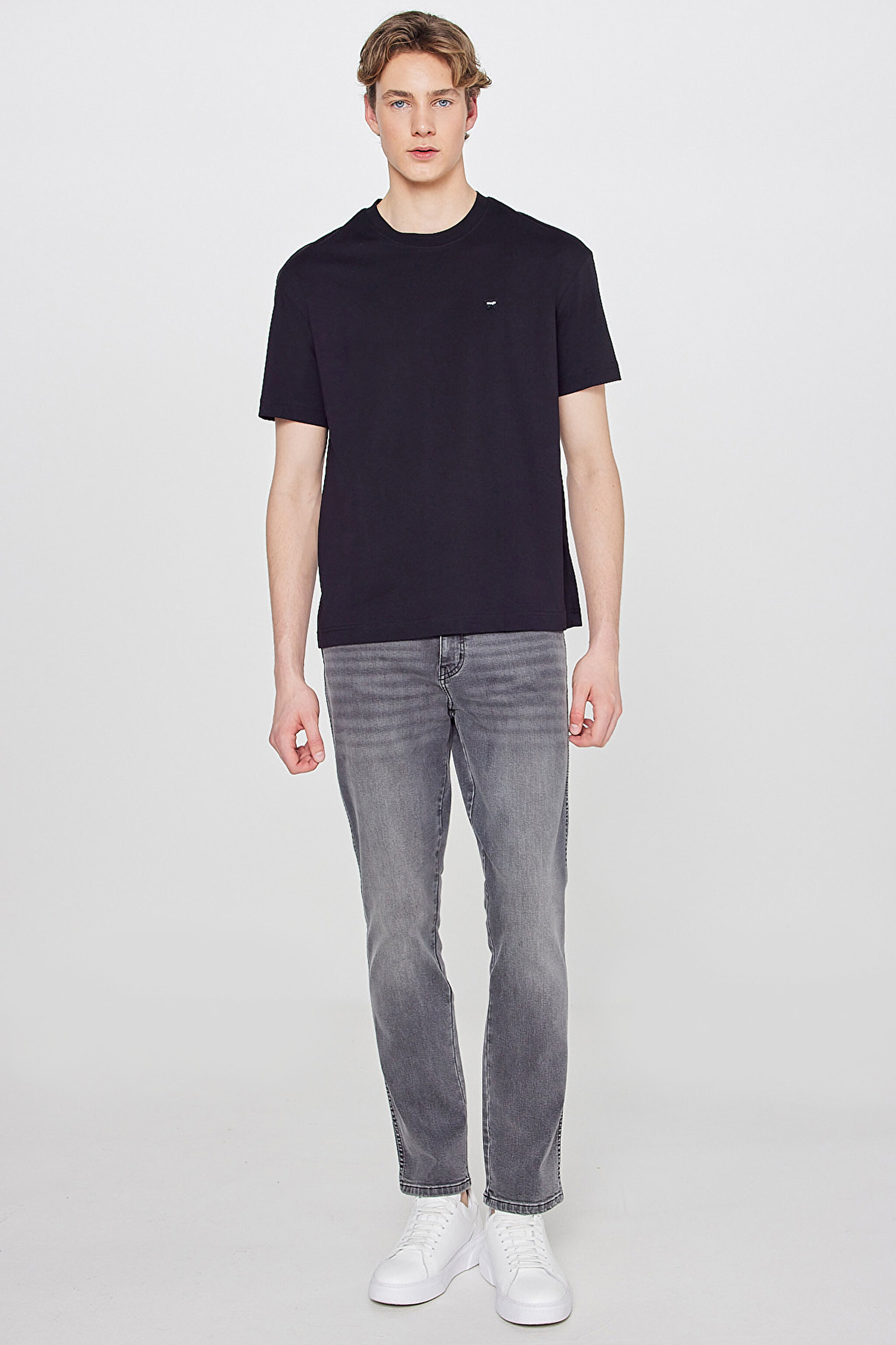 Regular Fit Normal Kesim Bisiklet Yaka %100 Pamuk Siyah Tişört - Black-W7NM203877001 (görsel 3)