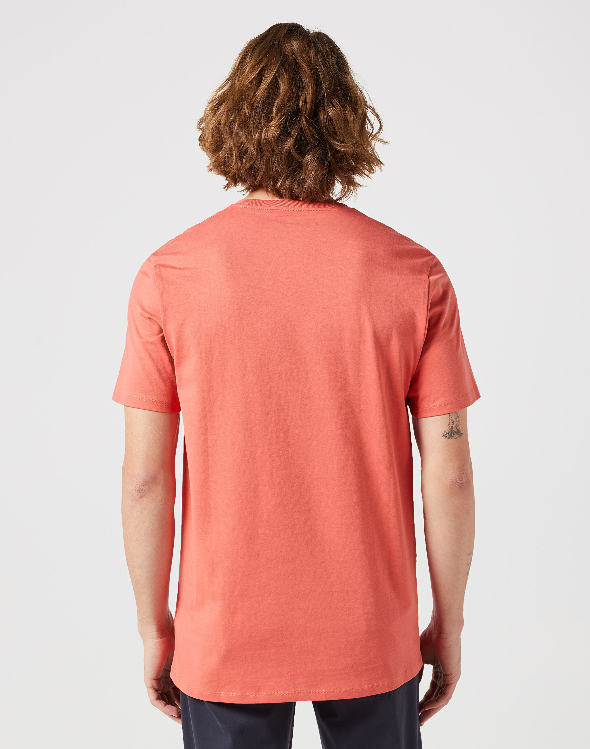Regular Fit Normal Kesim Bisiklet Yaka %100 Pamuk Turuncu Tişört - Burnt Sienna-W7NM20387733L (görsel 4)
