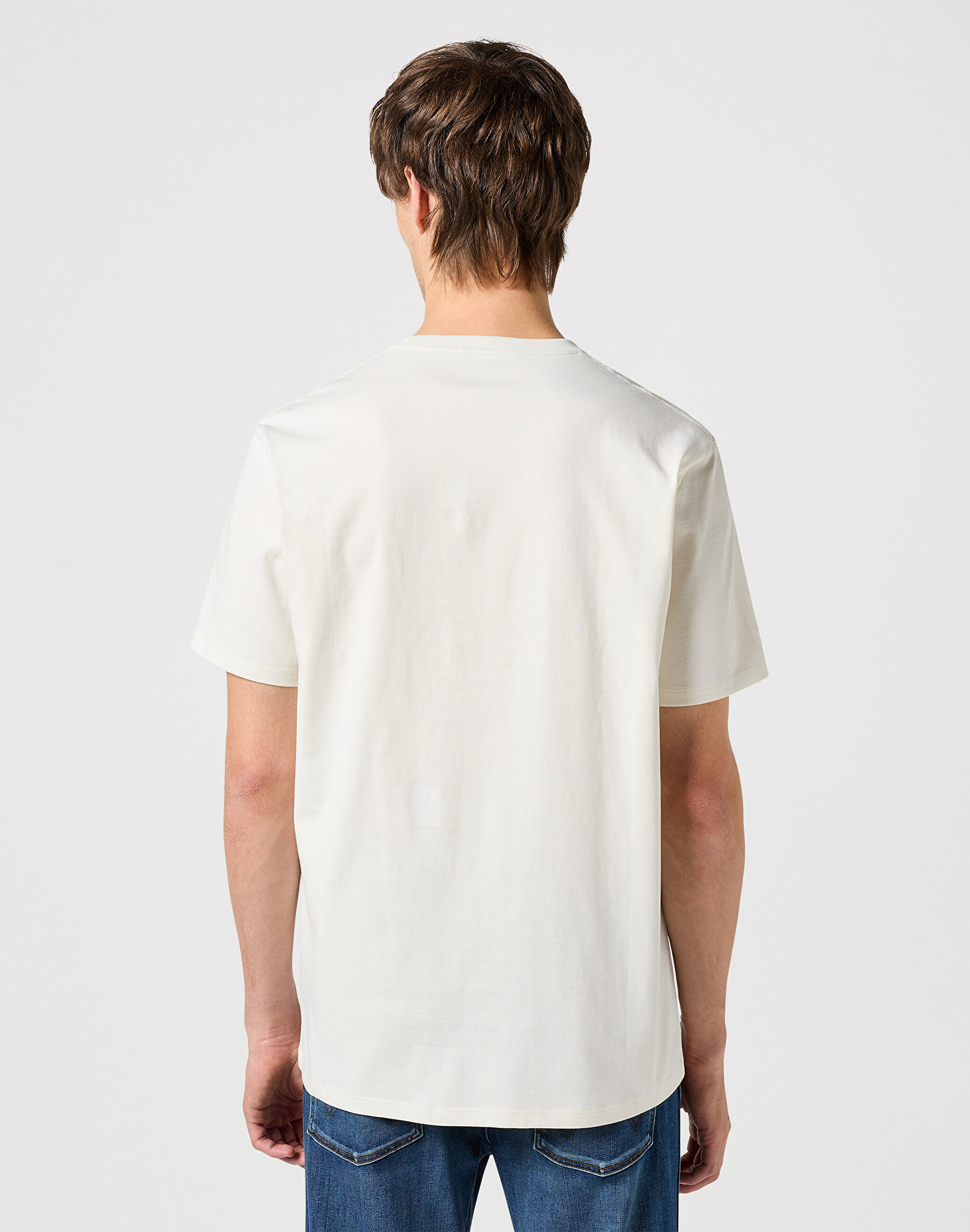 Regular Fit Normal Kesim Bisiklet Yaka %100 Pamuk Kırık Beyaz Tişört - Vintage White-W7NM20387742L (görsel 3)