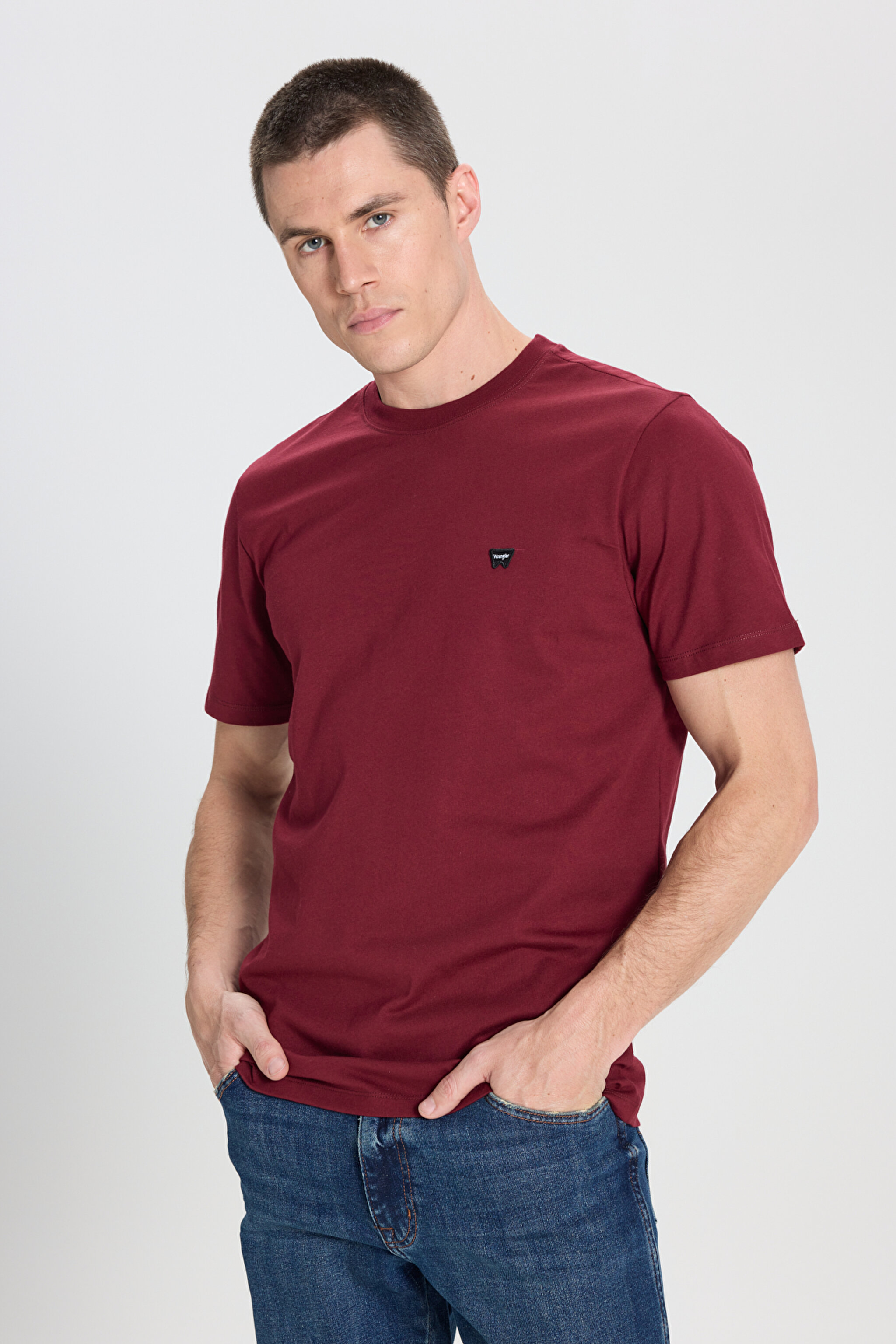 Regular Fit Normal Kesim Bisiklet Yaka %100 Pamuk Bordo Tişört