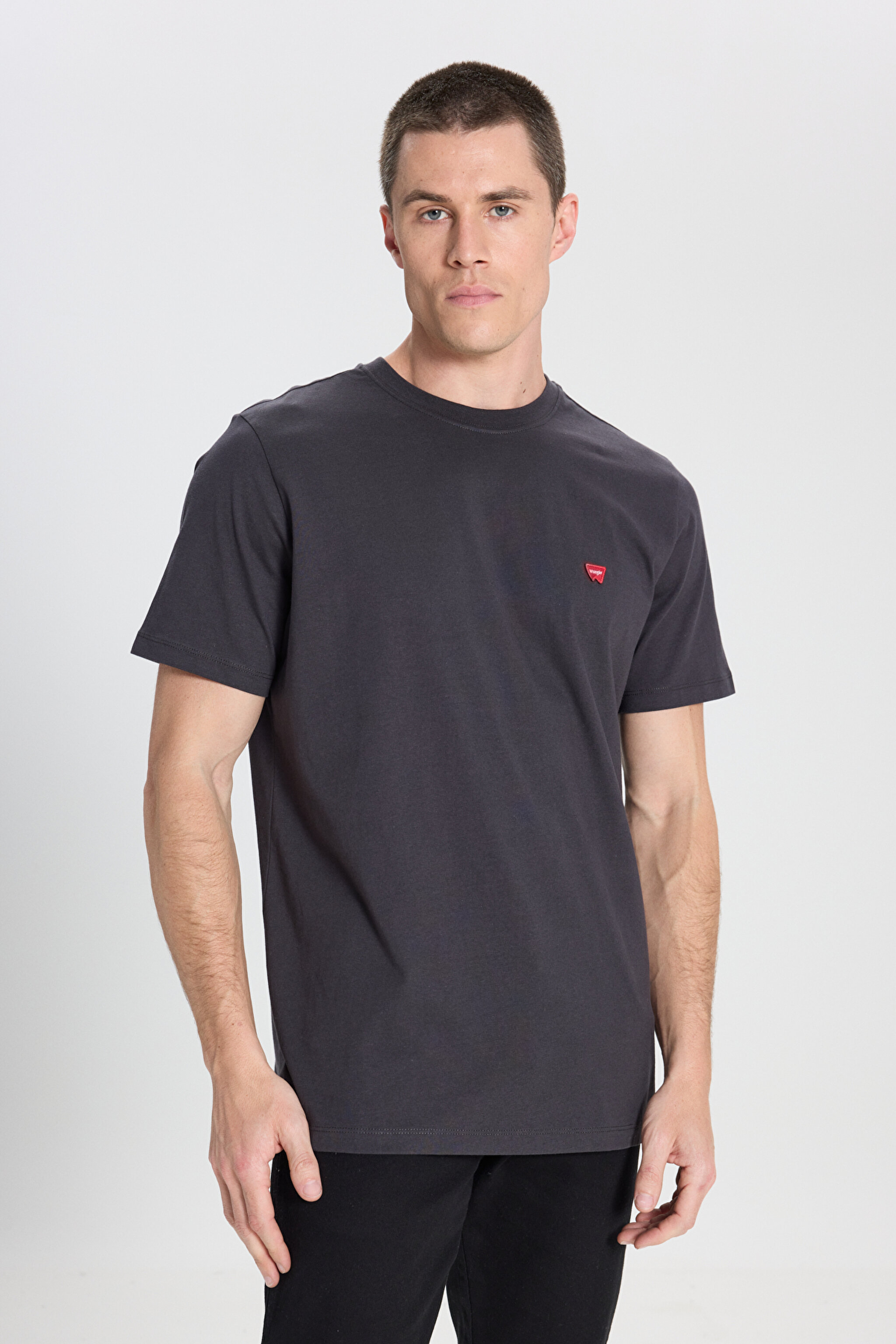 Regular Fit Normal Kesim Bisiklet Yaka %100 Pamuk Siyah Tişört - Faded Black-W7NM203877M39