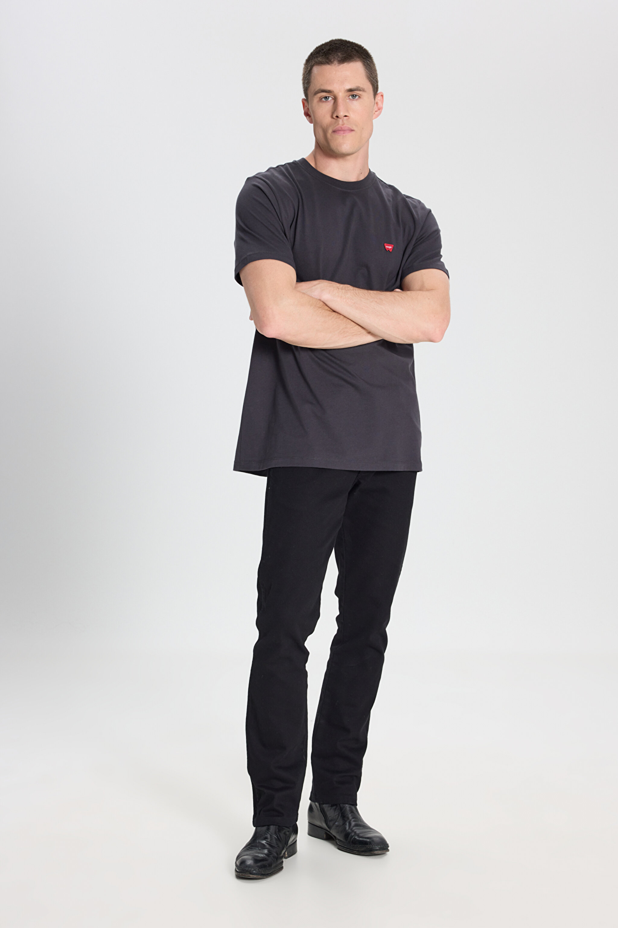 Regular Fit Normal Kesim Bisiklet Yaka %100 Pamuk Siyah Tişört - Faded Black-W7NM203877M39 (görsel 3)