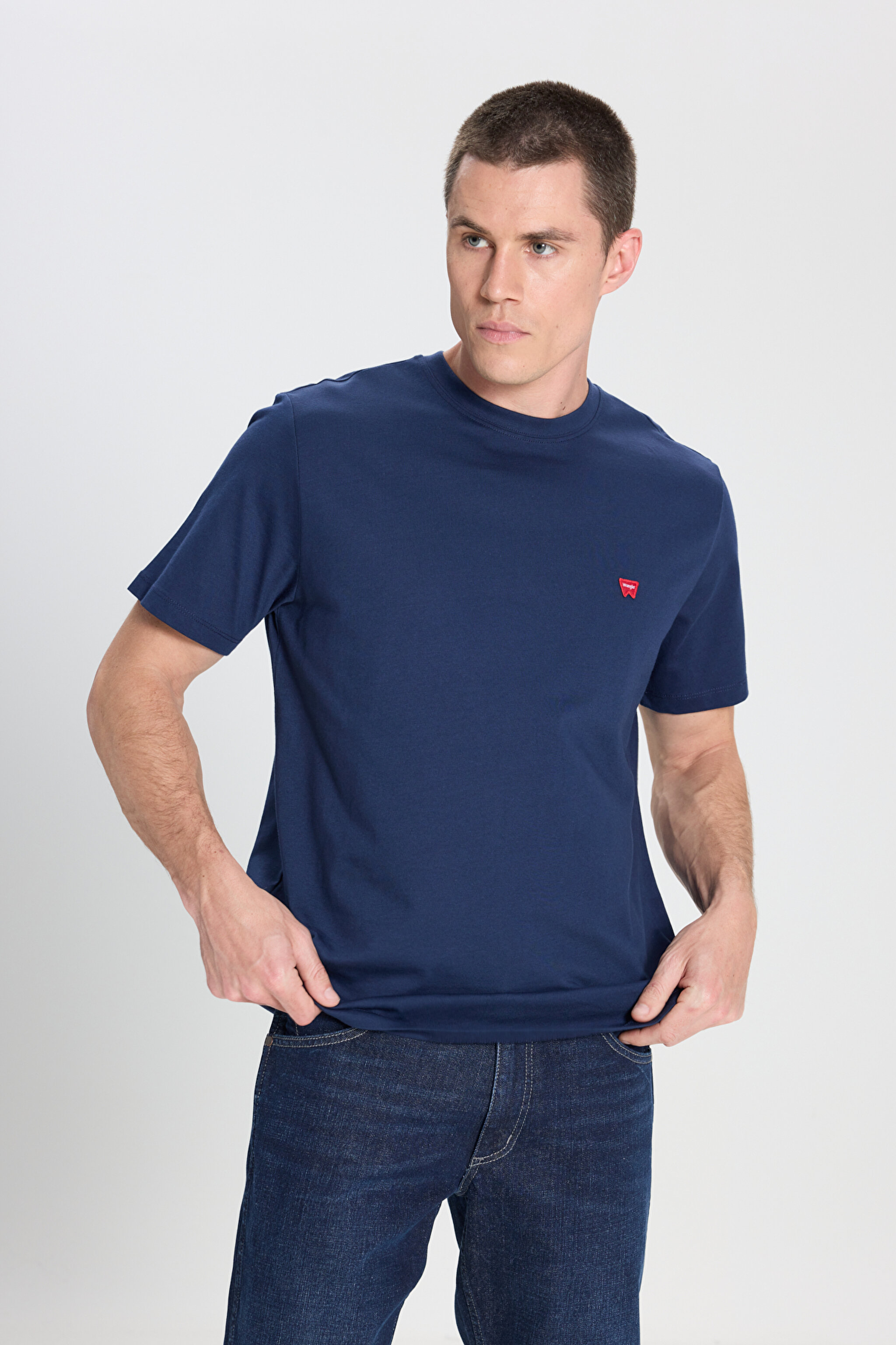 Regular Fit Normal Kesim Bisiklet Yaka %100 Pamuk Lacivert Tişört