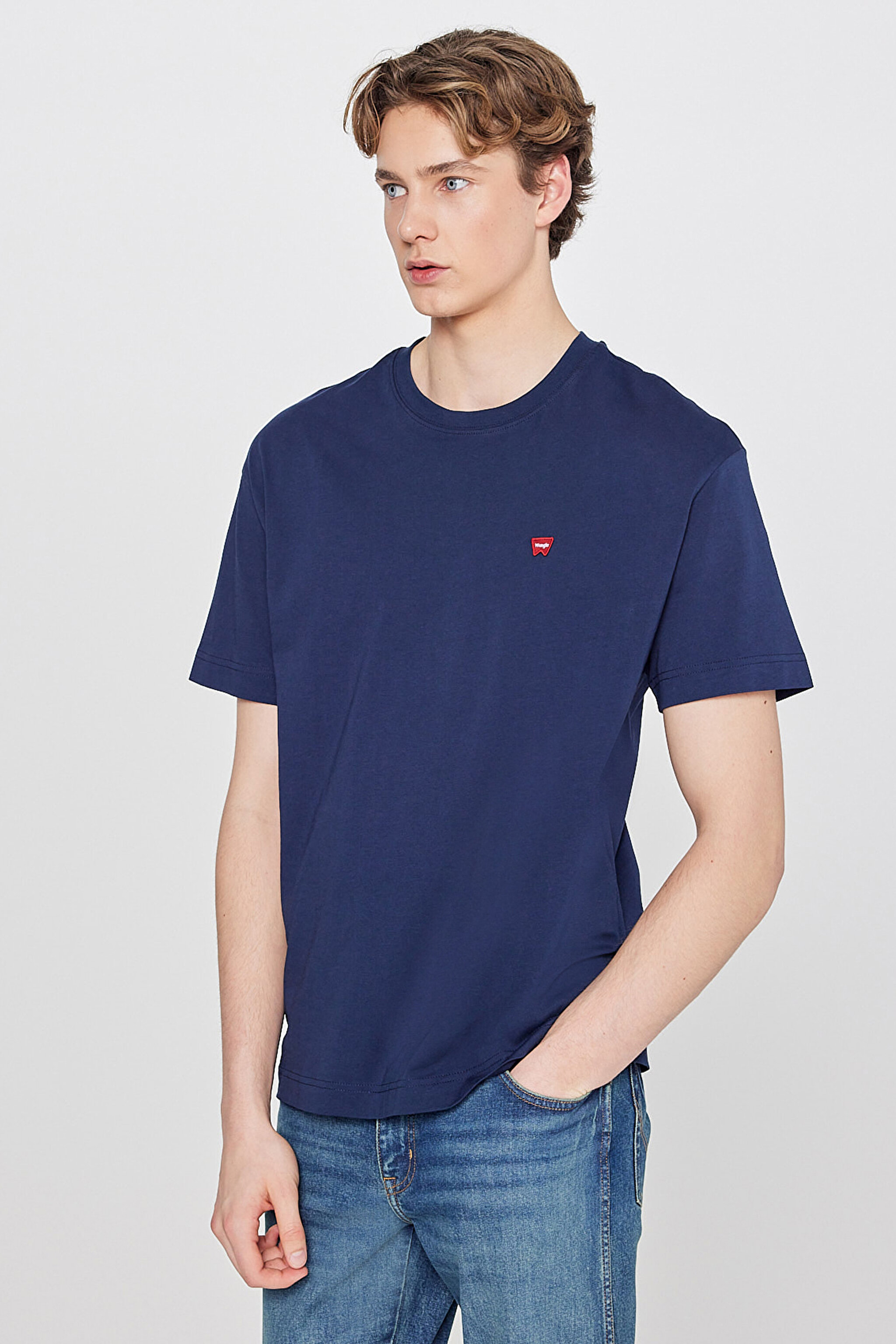 Relaxed Fit Rahat Kesim Bisiklet Yaka %100 Pamuk Tişört - Navy-W7NM203877W72 (görsel 2)