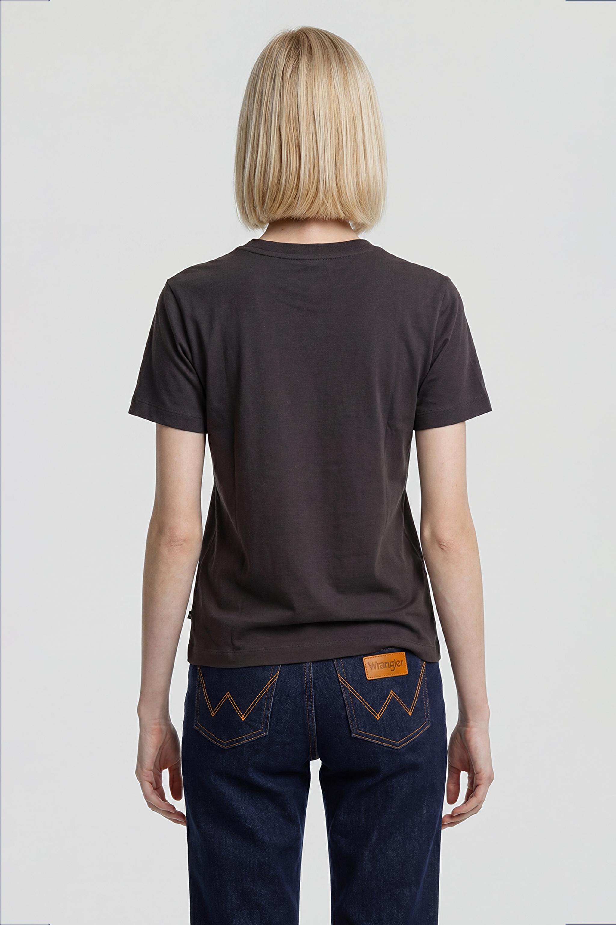 %100 Pamuk Regular Fit Normal Kesim Bisiklet Yaka Patch Logo Siyah Tişört - Black-W7Q05920936 (görsel 5)