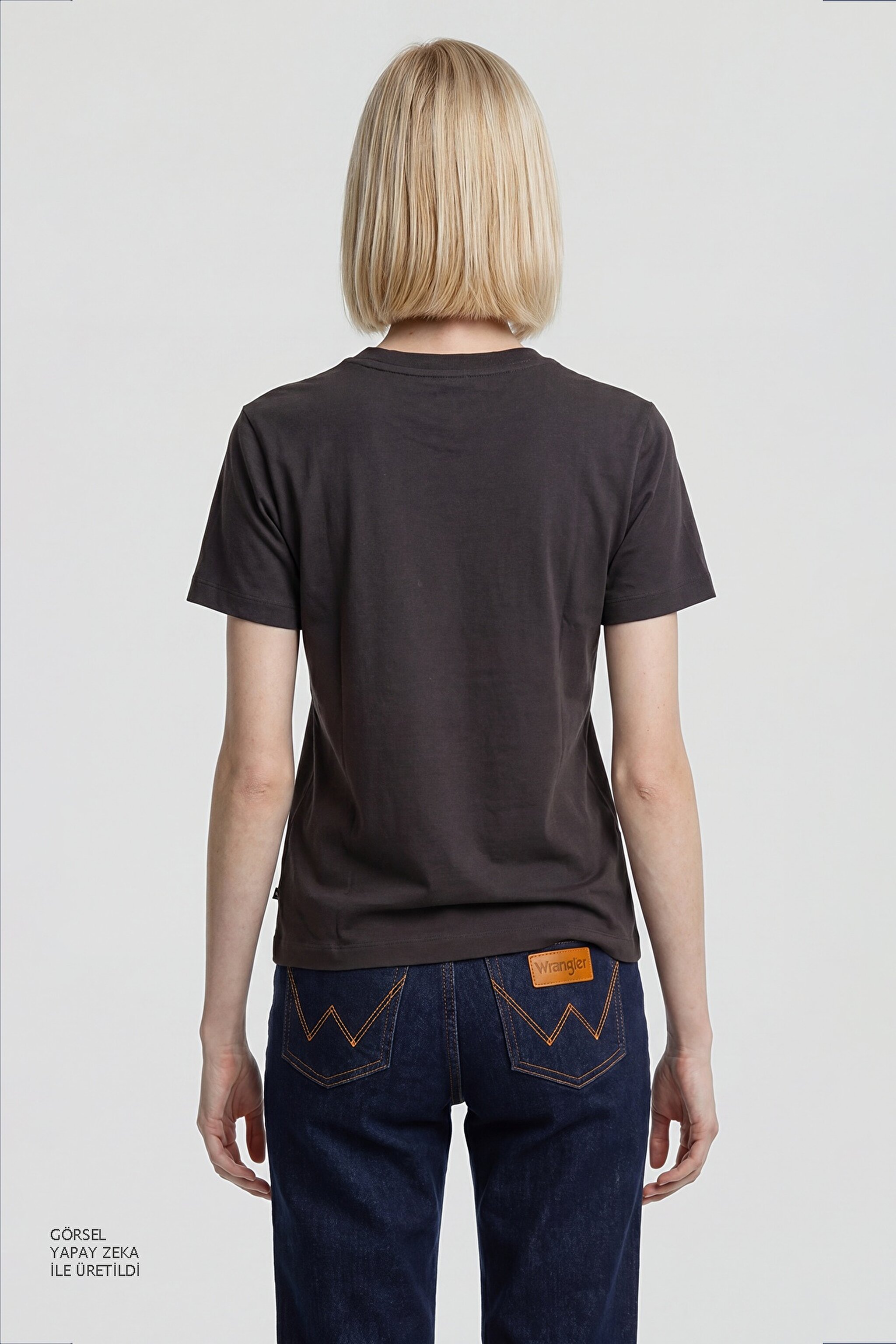 %100 Pamuk Regular Fit Normal Kesim Bisiklet Yaka Patch Logo Siyah Tişört - Black-W7Q05920936 (görsel 5)