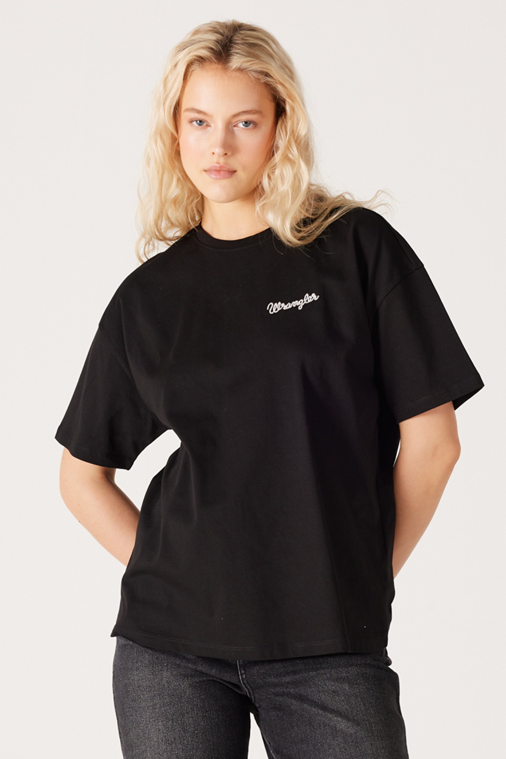 Loose Fit Rahat Kesim %100 Pamuk Bisiklet Yaka Siyah Tişört - Black-W7R9EE001