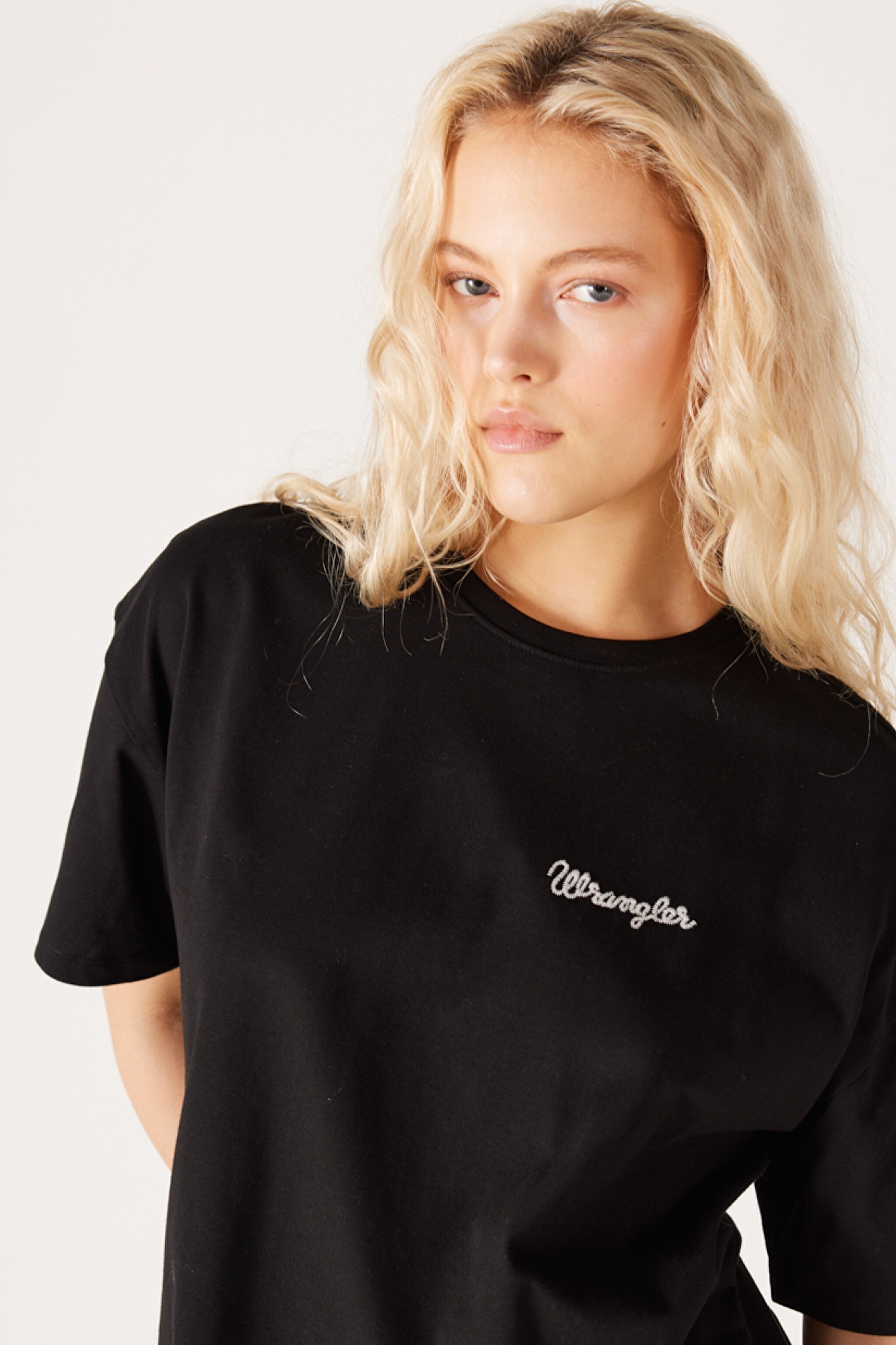 Loose Fit Rahat Kesim %100 Pamuk Bisiklet Yaka Siyah Tişört - Black-W7R9EE001 (görsel 4)