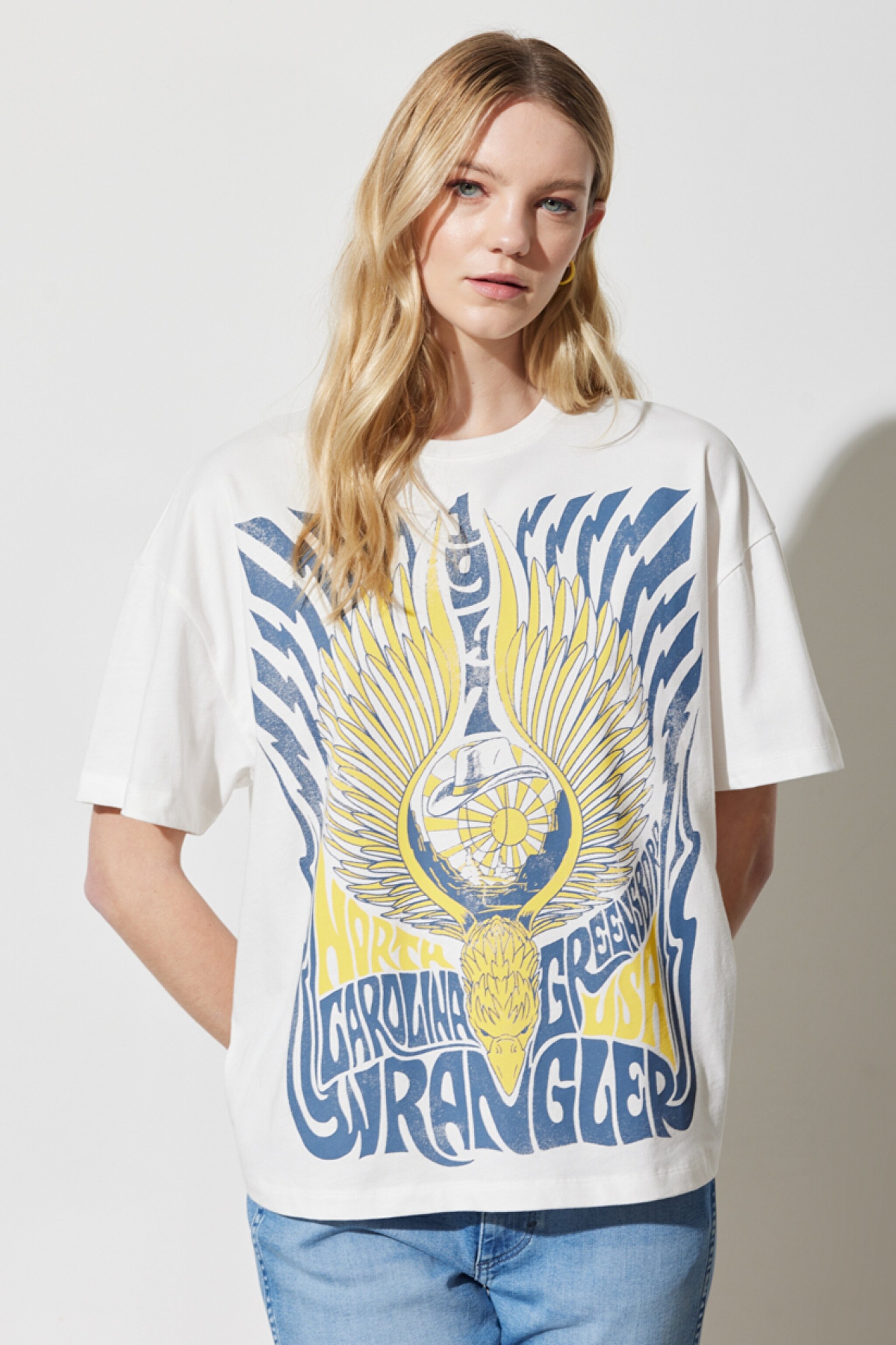 Regular Fit Normal Kesim %100 Pamuk Bisiklet Yaka Beyaz Tişört - Worn in White-W7R9EEW04