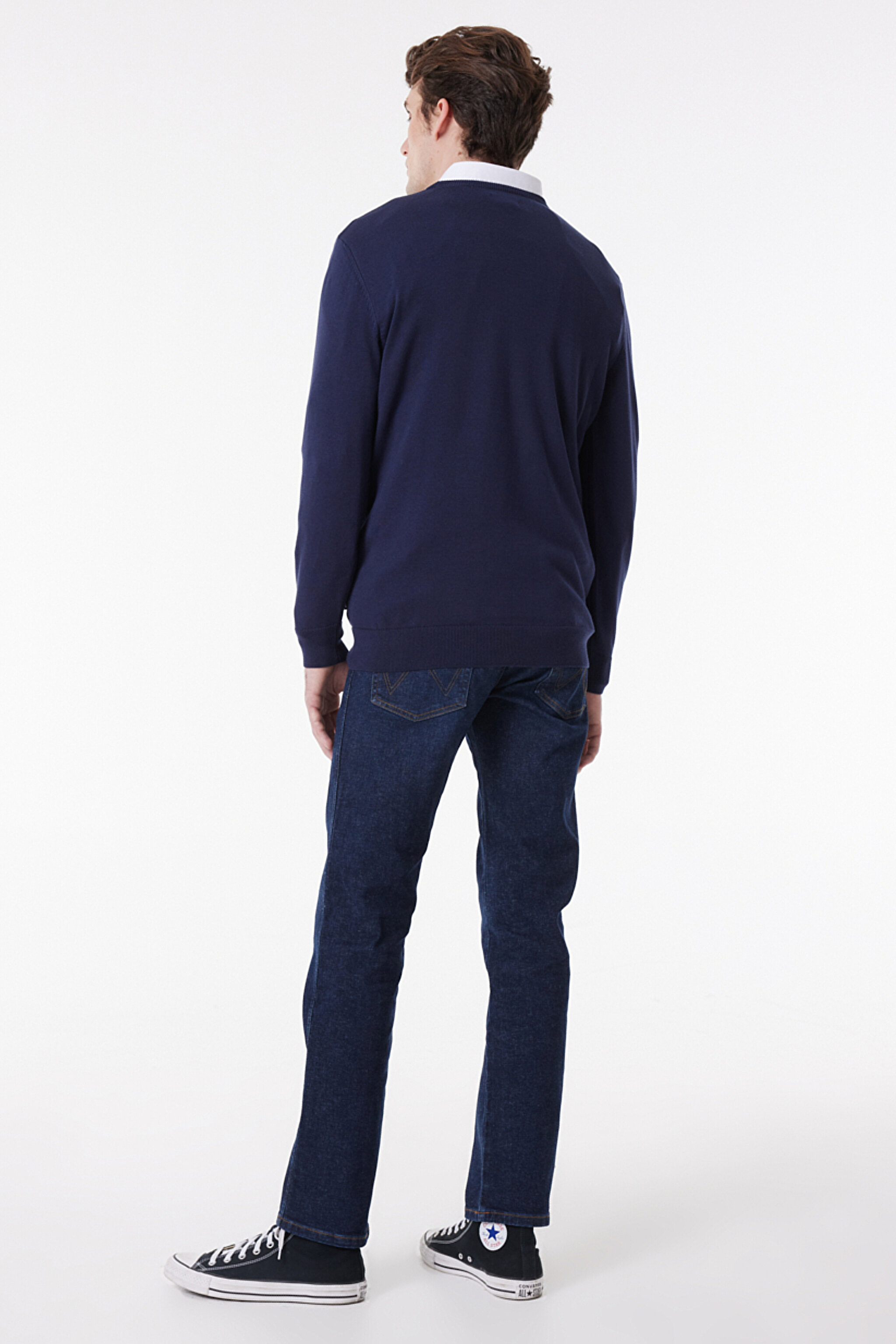 Regular Fit Normal Kesim Sıfır Yaka Triko - Navy-W8A02P114 (görsel 5)