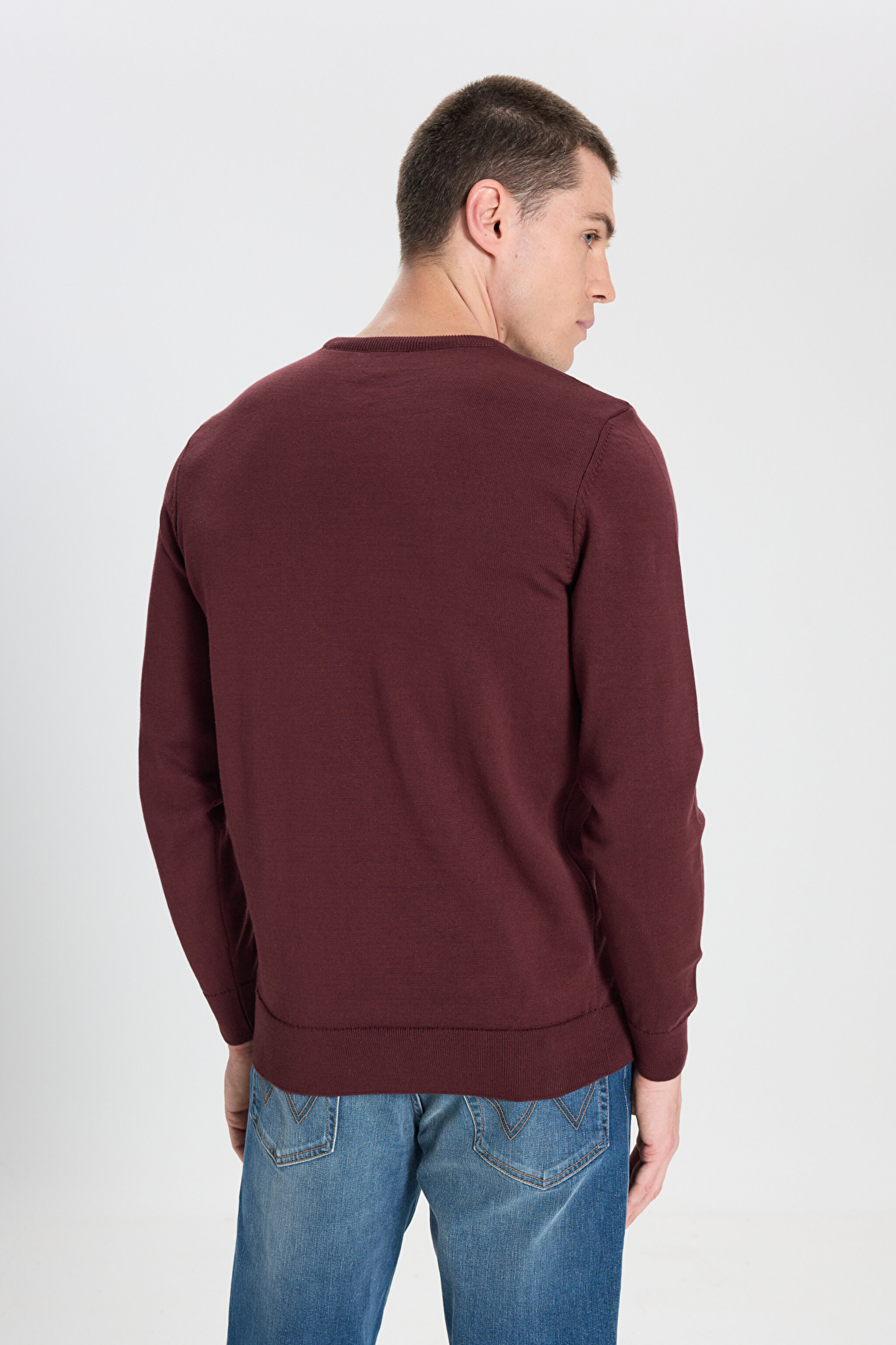 Regular Fit Normal Kesim Bisiklet Yaka Açık Yeşil Triko Kazak - Dahlia-W8A02P299 (görsel 5)