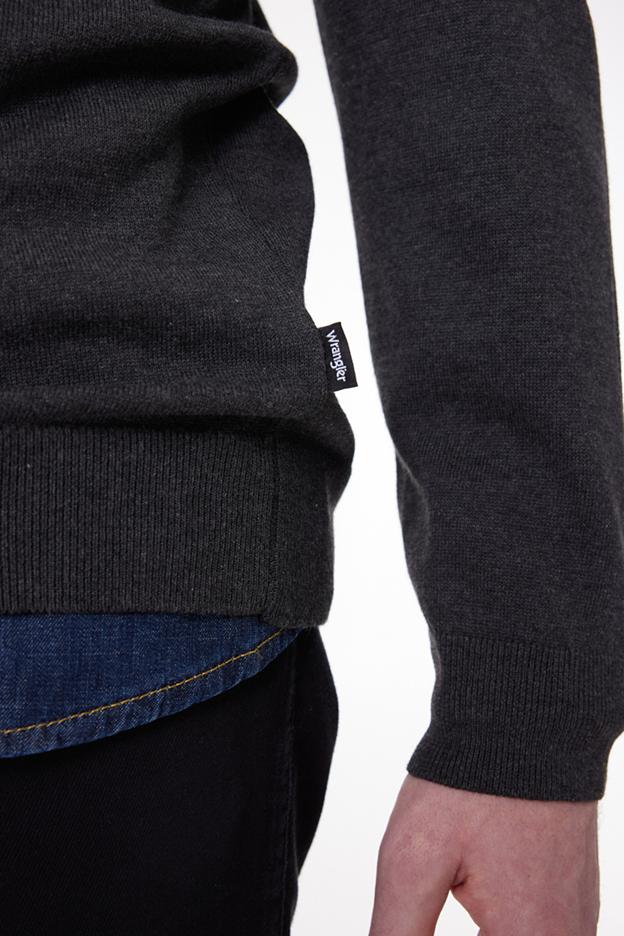 Regular Fit Normal Kesim Sıfır Yaka Triko - Gray Melange-W8A02PX06 (görsel 4)