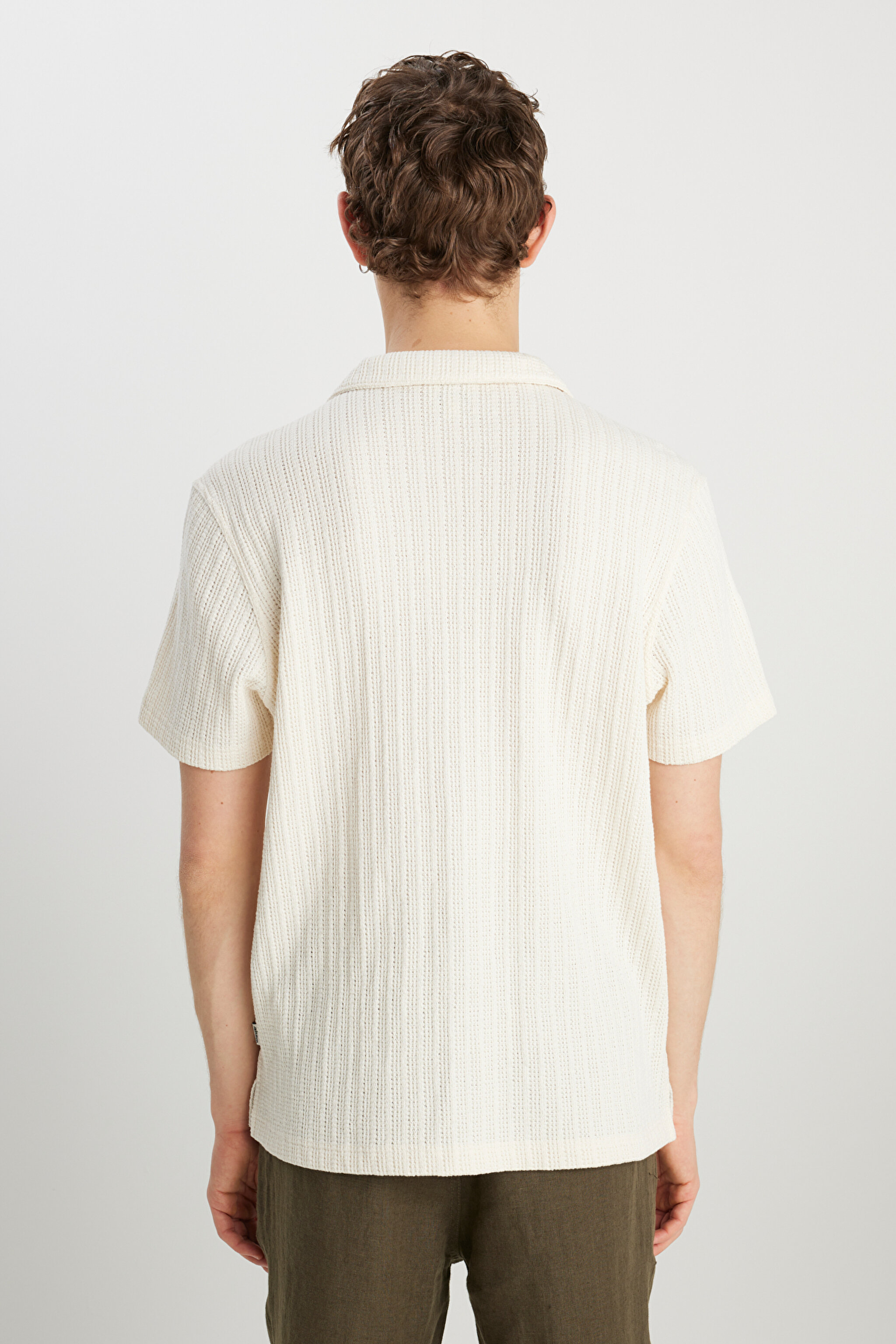 Relaxed Fit Geniş Kesim Bej Gömlek - Natural-W8G17444919 (görsel 5)
