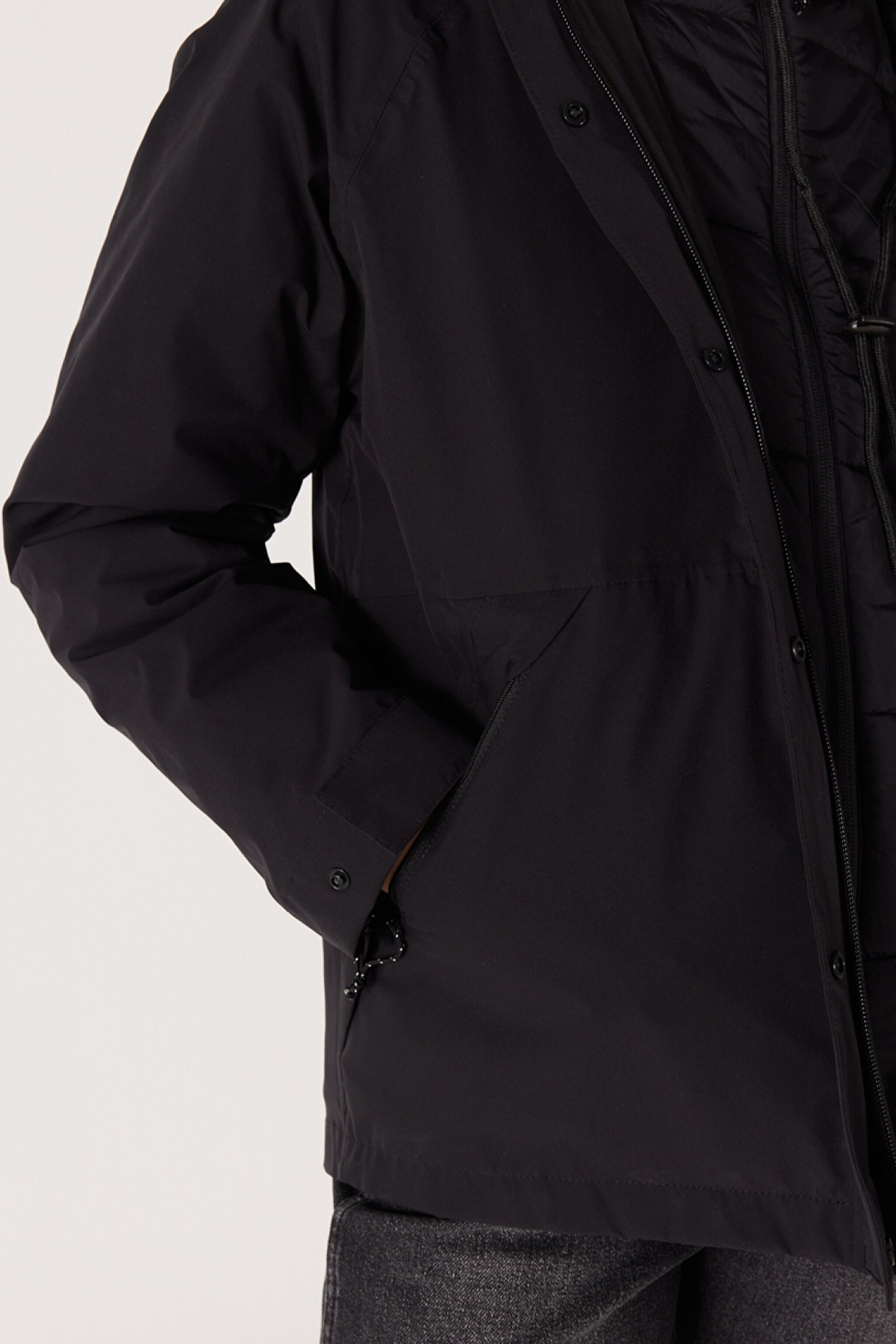 All Terrain Gear Regular Fit Kapüşonlu Çift Kullanımlı Siyah Su Geçirmez Ceket - Black-WA44ES100 (görsel 4)