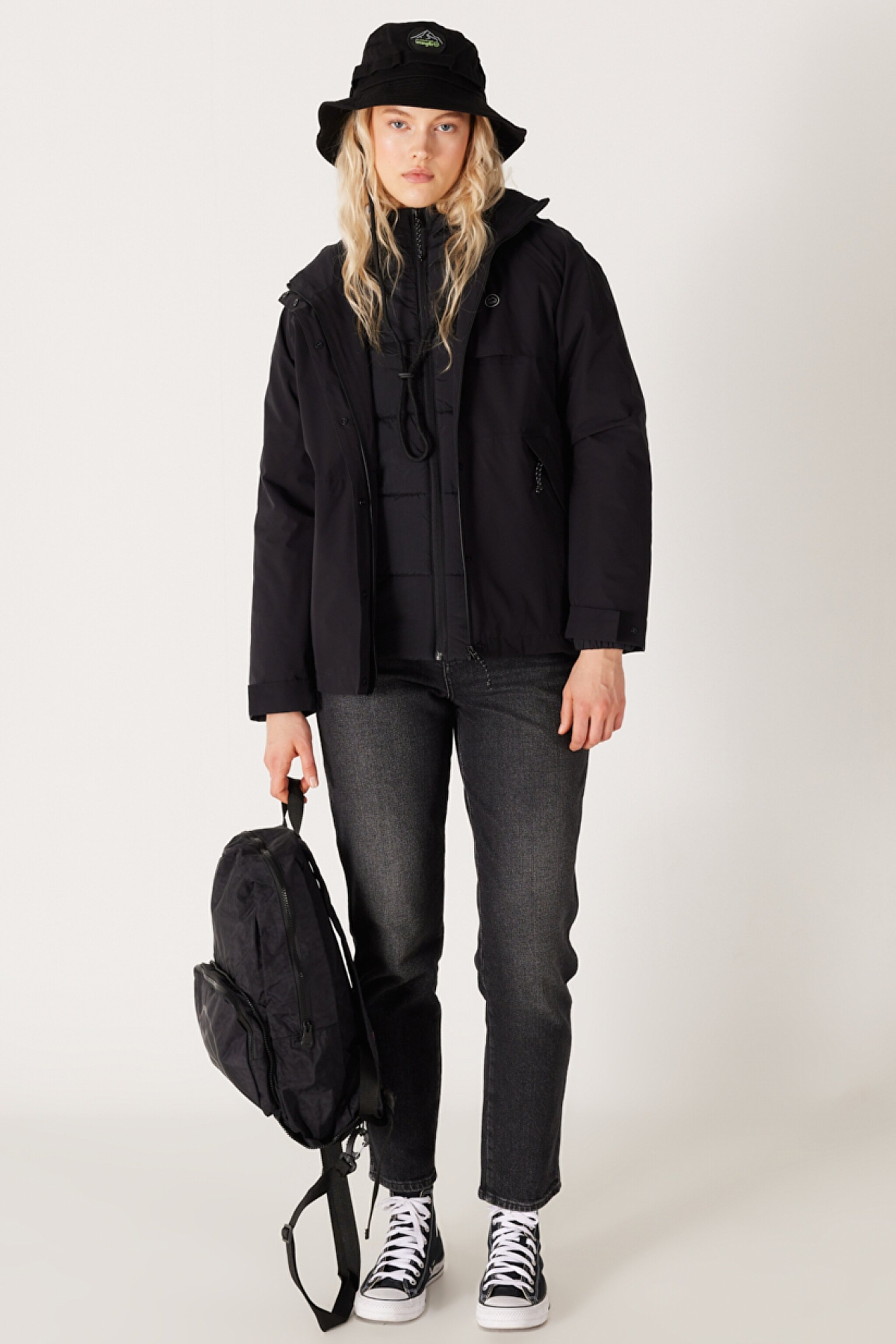 All Terrain Gear Regular Fit Kapüşonlu Çift Kullanımlı Siyah Su Geçirmez Ceket - Black-WA44ES100 (görsel 7)