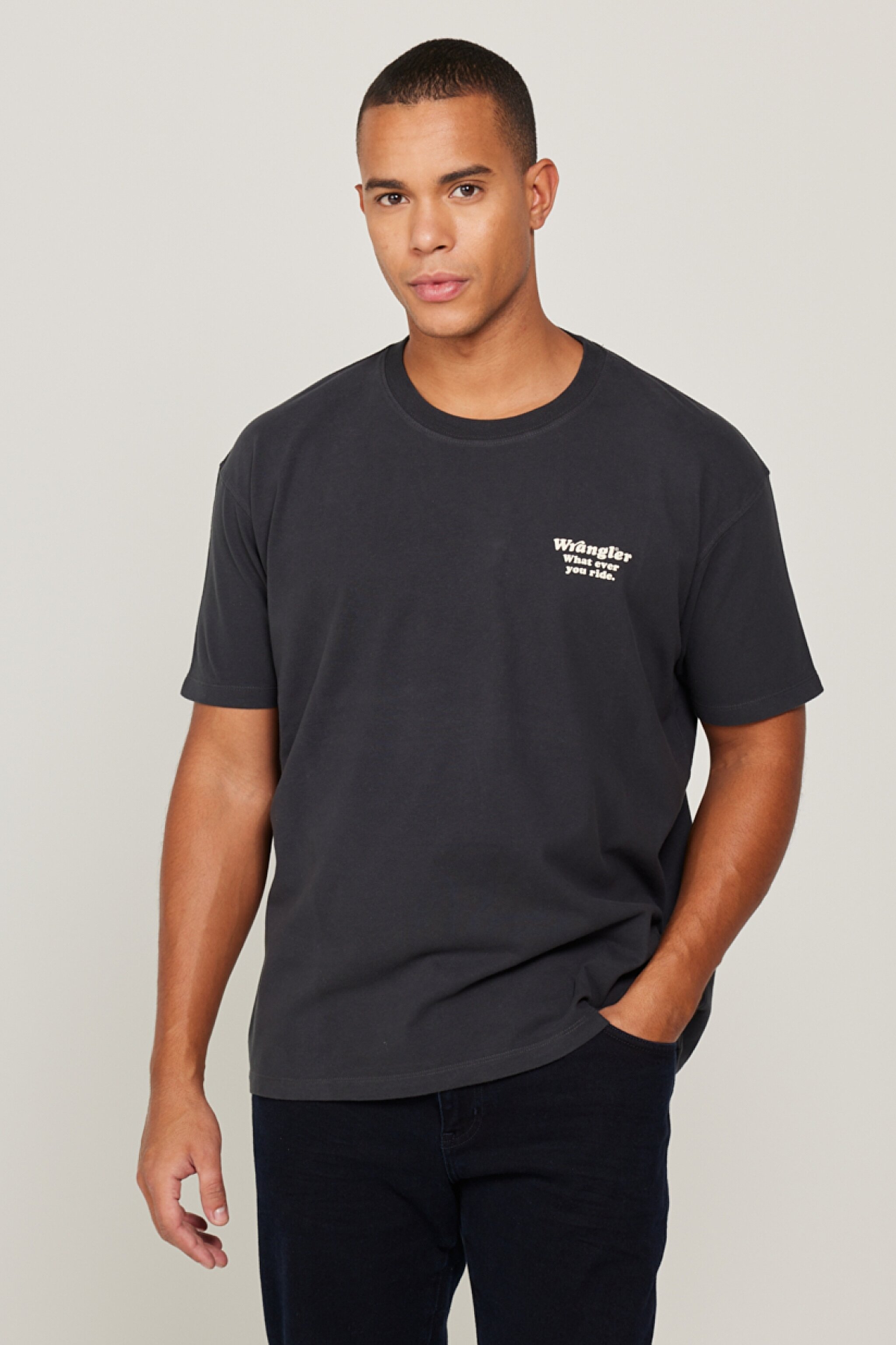 All Terrain Gear Regular Fit Normal Kesim %100 Pamuk Bisiklet Yaka Tişört - Caviar-WC5EGEB00