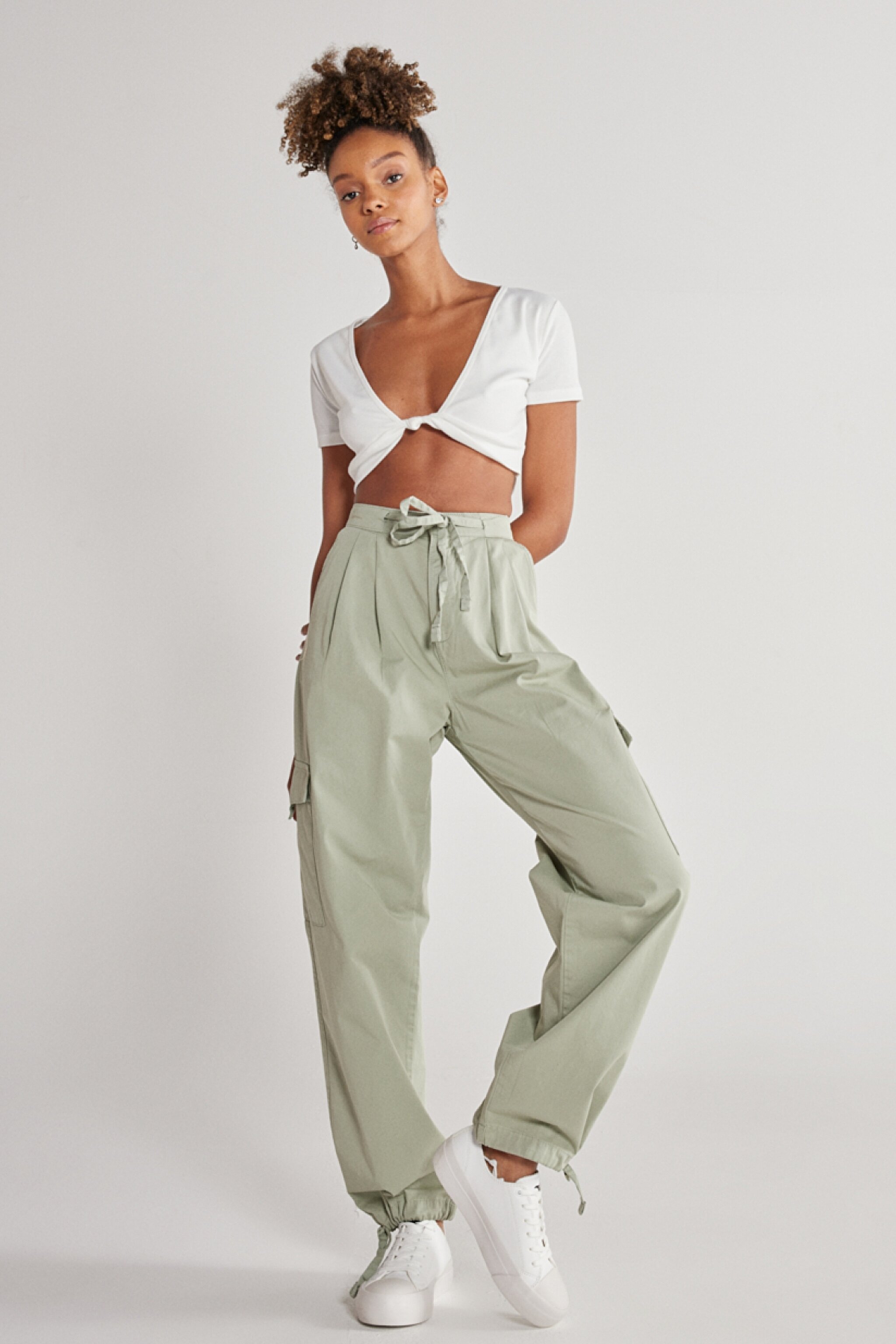 Regular Fit Normal Kesim %100 Pamuk Mint Yeşili Jogger Pantolon - Mint Green-WJOW001303 (görsel 2)